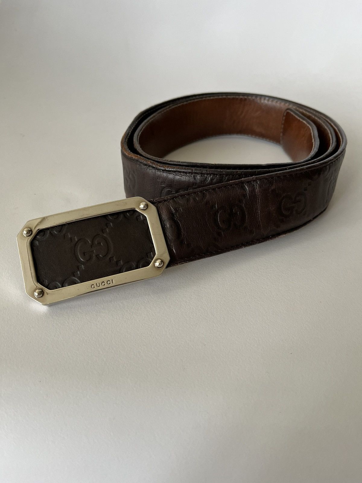 Gucci Gucci Dark Guccissima Leather Square Buckle Size ONE SIZE - 1 Thumbnail