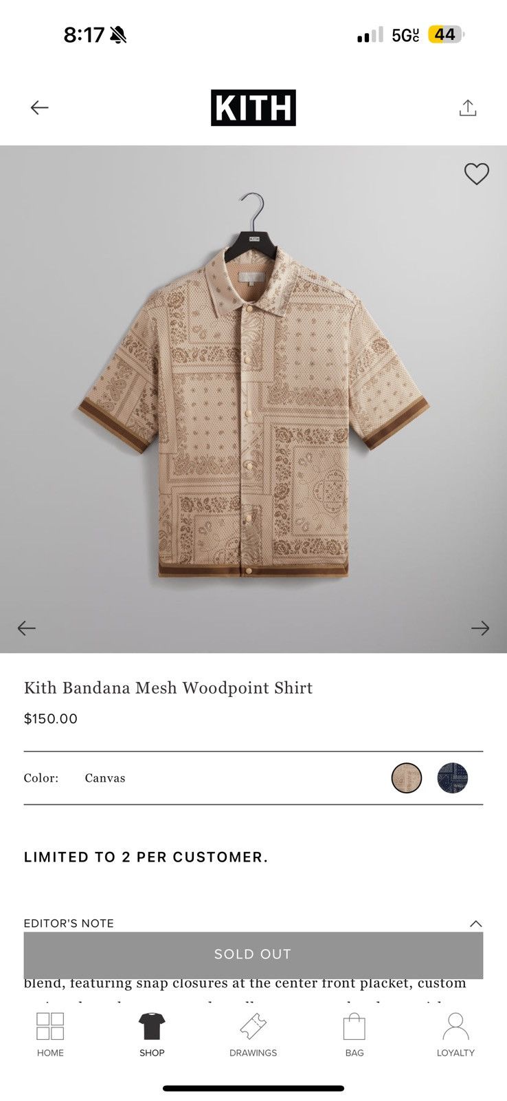 Kith Kith Bandana Mesh Woodpoint Shirt | Grailed