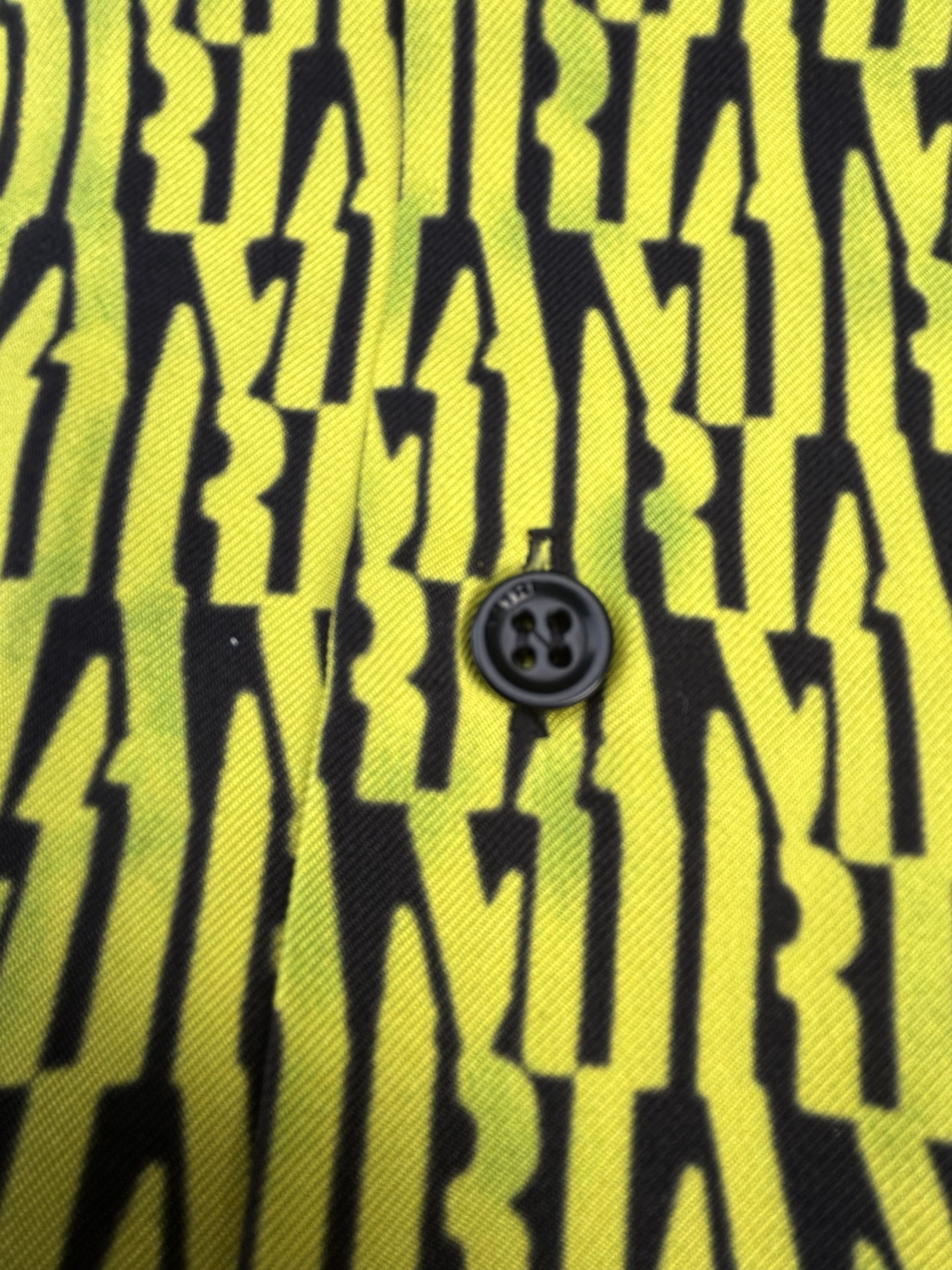 Amiri Amiri Stencil Repeat Silk Shirt - Black Lime Green Size US M / EU 48-50 / 2 - 1 Thumbnail