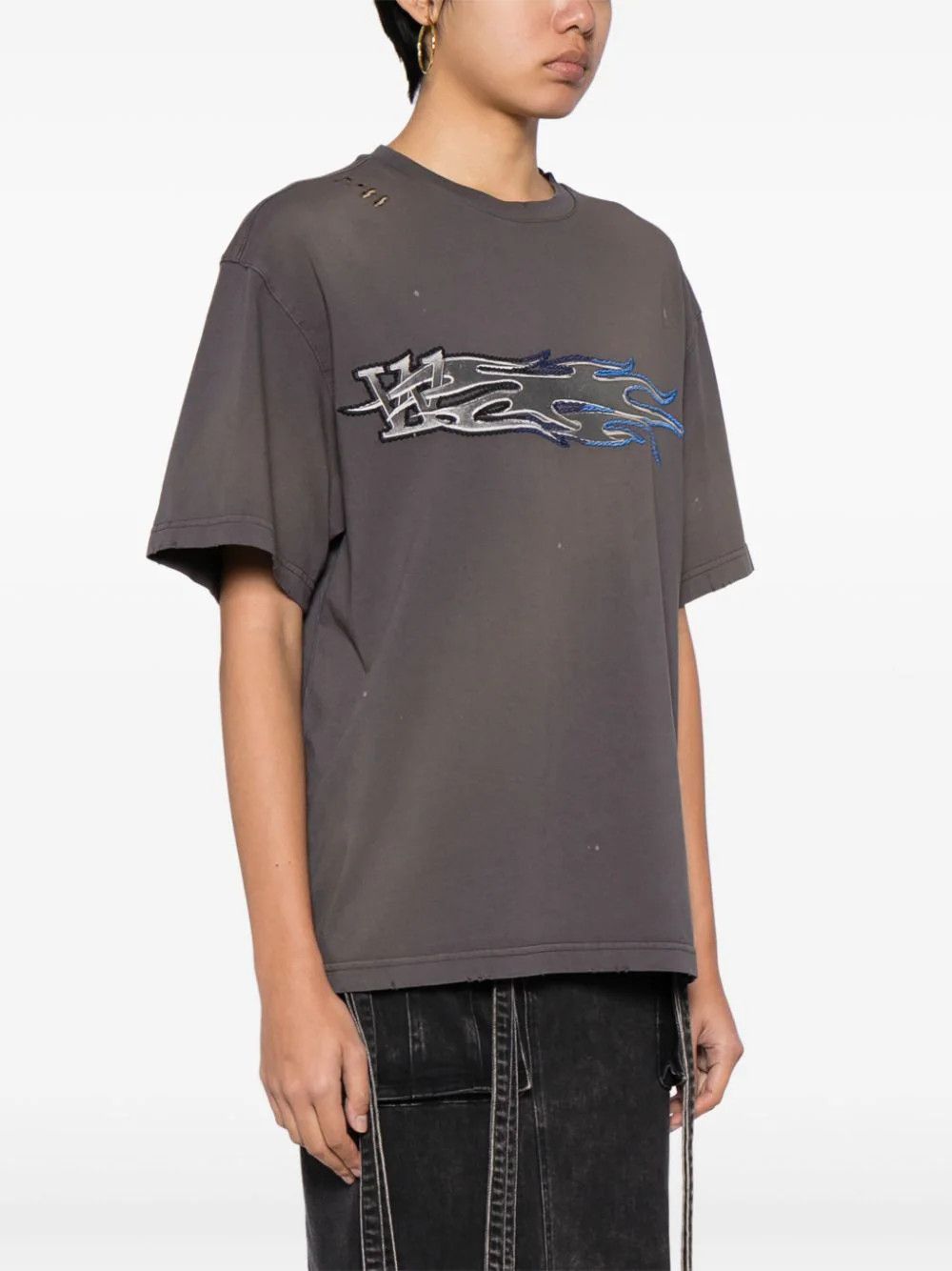 WE11DONE o1mris0824 Metallic Print T-Shirt in Charcoal Size US S / EU 44-46 / 1 - 5 Thumbnail