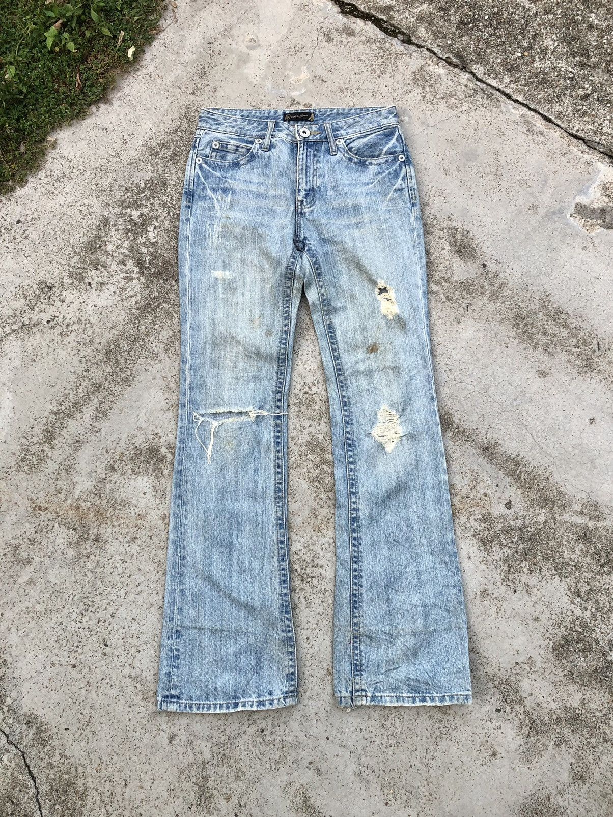 Japanese Brand FLARED⚡️⚡️ORIRIN JEANS DISTRESSED DENIM Size 28" / US 6 / IT 42 - 1 Thumbnail