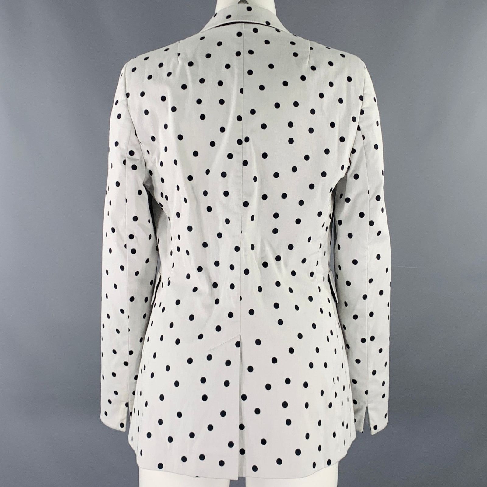 Akris AKRIS Size 8 White Black Cotton Blend Polka Dot Blazer Size M / US 6-8 / IT 42-44 - 4 Thumbnail