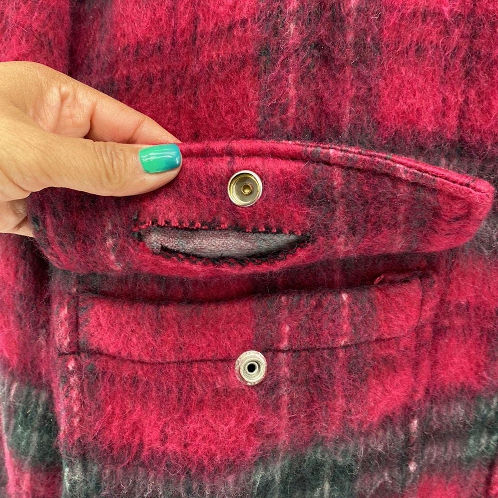 Other Wool blend shacket bomber pink red green in color oversized Size L / US 10 / IT 46 - 3 Thumbnail