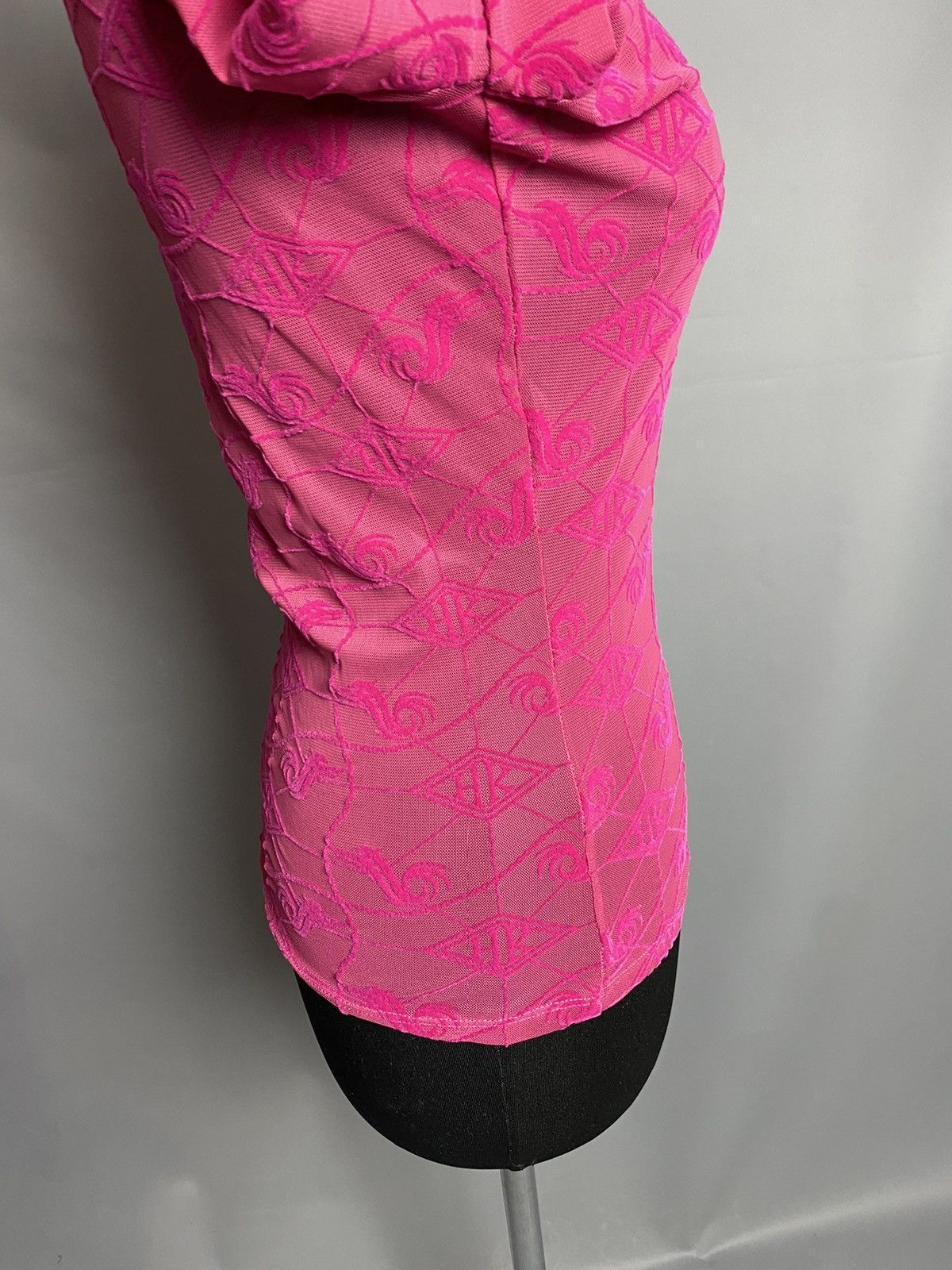 Han Kjobenhavn Han Kjobenhavn Pink Sheer Mesh Monogram Long Sleeve Top 36 Size XS / US 0-2 / IT 36-38 - 13 Thumbnail