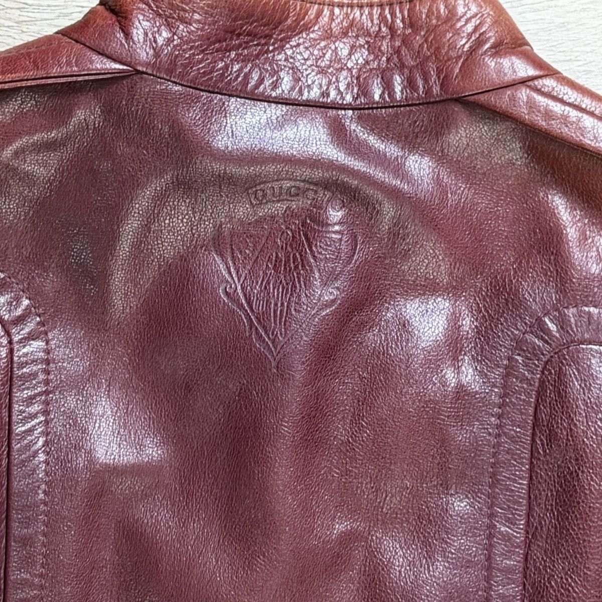 Gucci Gucci Burgundy Leather Jacket Biker by Tom Ford Y2K Size XS / US 0-2 / IT 36-38 - 13 Thumbnail