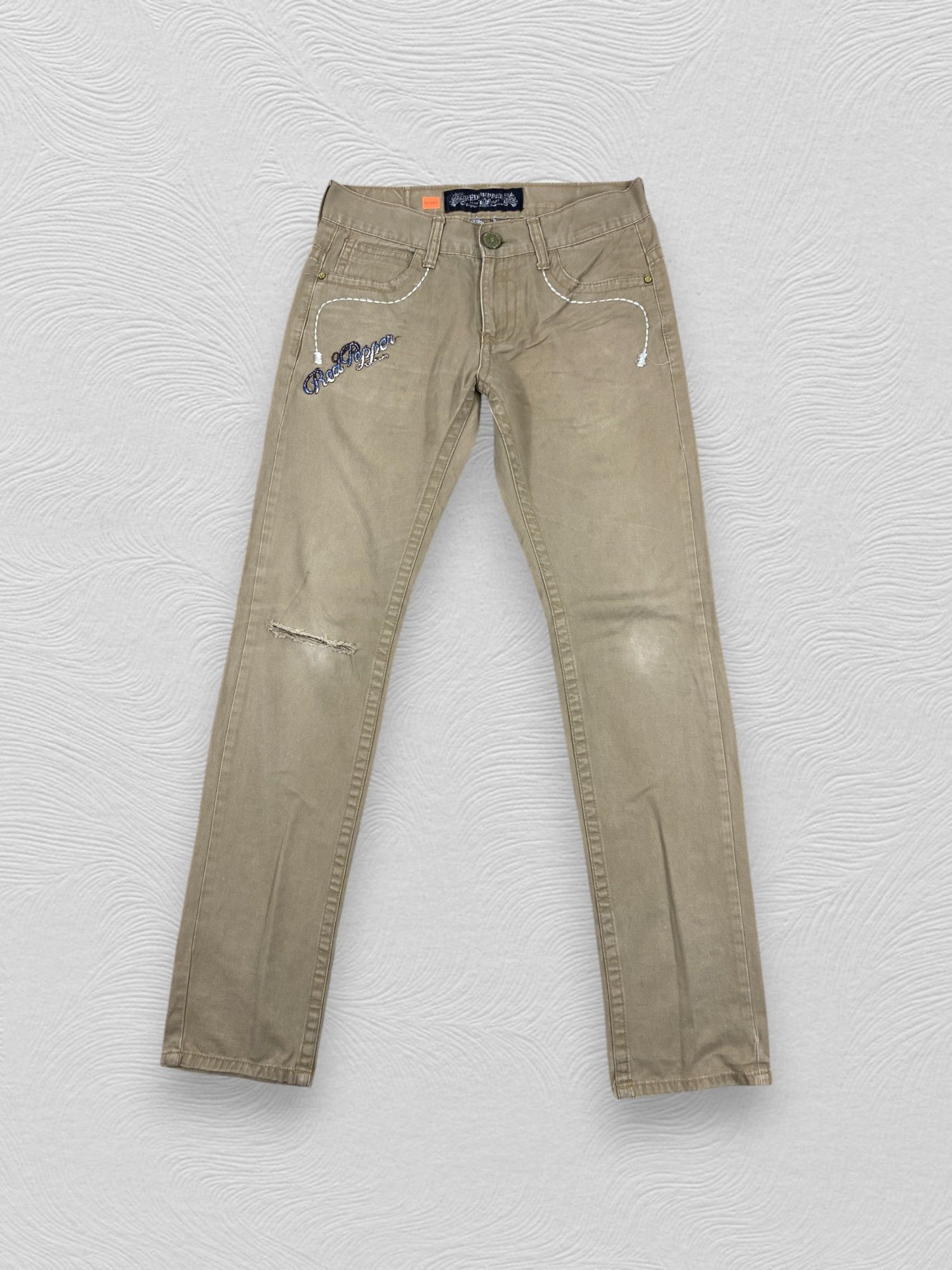 Japanese Brand Distressed Khaki Vintage RedPepper Jeans 33x33 Denim- JN3684 Size US 33 - 1 Thumbnail