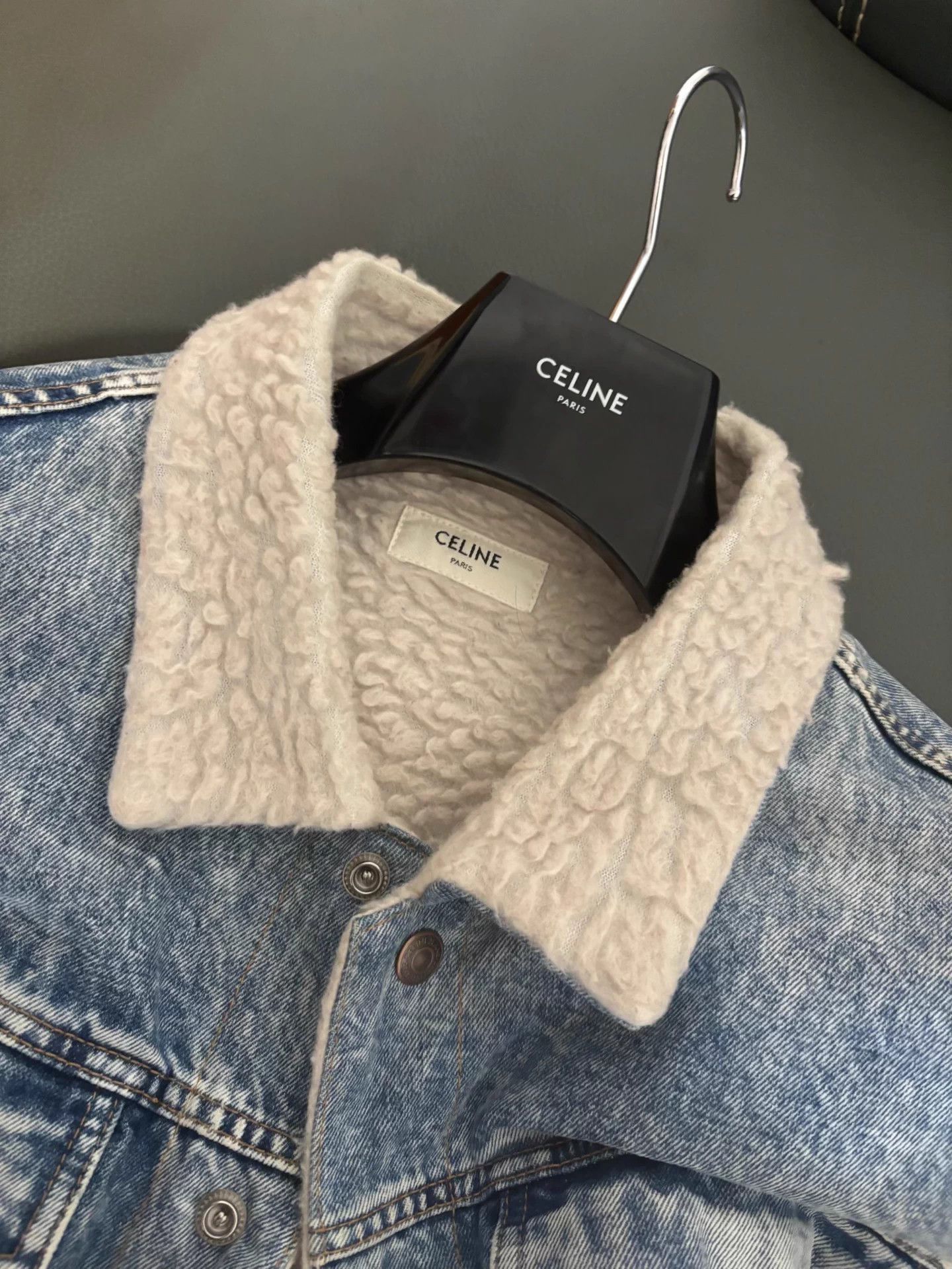 Celine Celine 2021FW Lambskin Denim Light Blue Washed Jacket Size US L / EU 52-54 / 3 - 2 Thumbnail