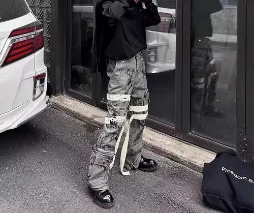 VIBE Punk Rock Heavy Industrial Detachable Streamer Cargo Pants Size US 32 / EU 48 - 5 Thumbnail