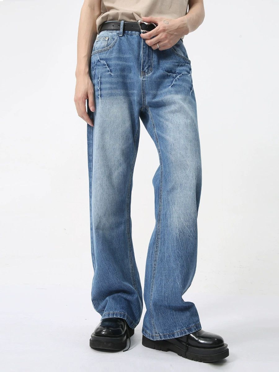 Jean American high street lightning cracked flared washed jeans Size US 32 / EU 48 - 2 Thumbnail
