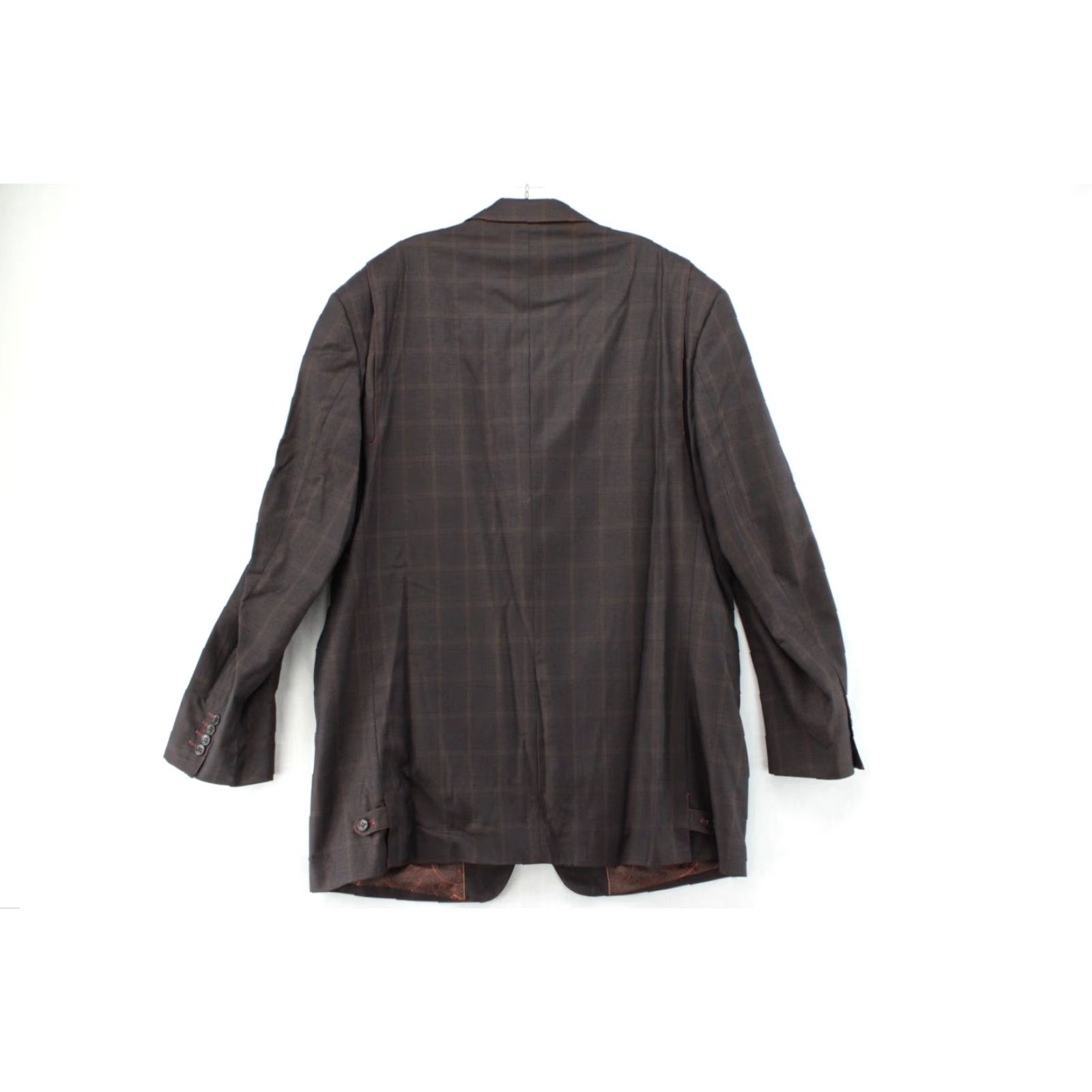 Doublet T Fusion Blazer Mens 46L Brown Windowpane Plaid 3 Button Double Vented Preppy Blazer Size 46R - 5 Thumbnail
