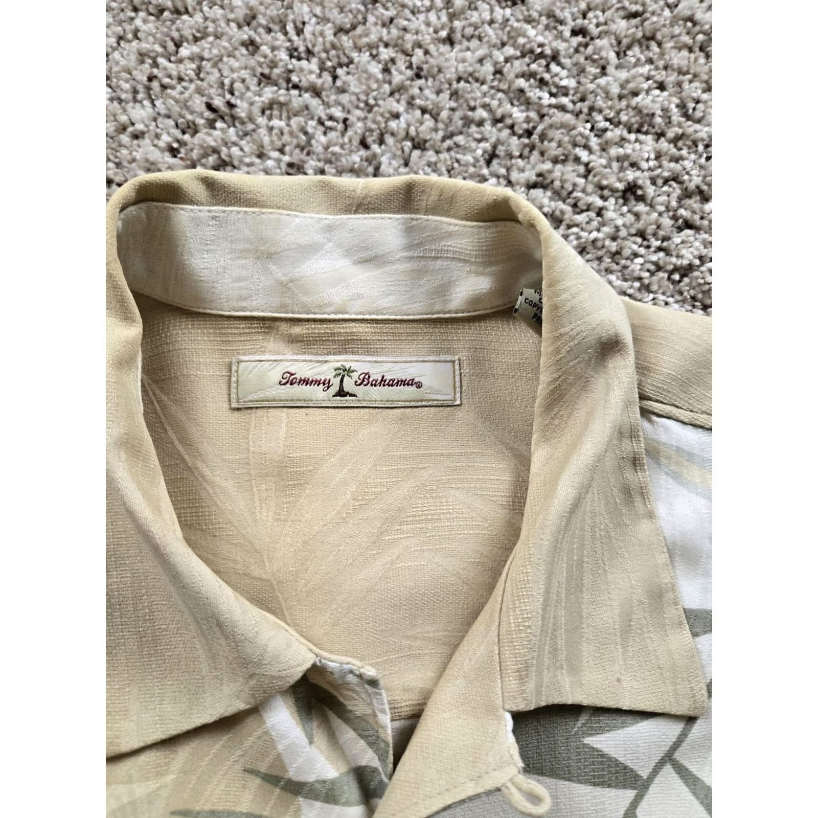 Tommy Bahama Tommy Bahama Shirt Mens L Beige Silk Palm Leaf Hawaiian Camp Button Front Size US L / EU 52-54 / 3 - 3 Thumbnail