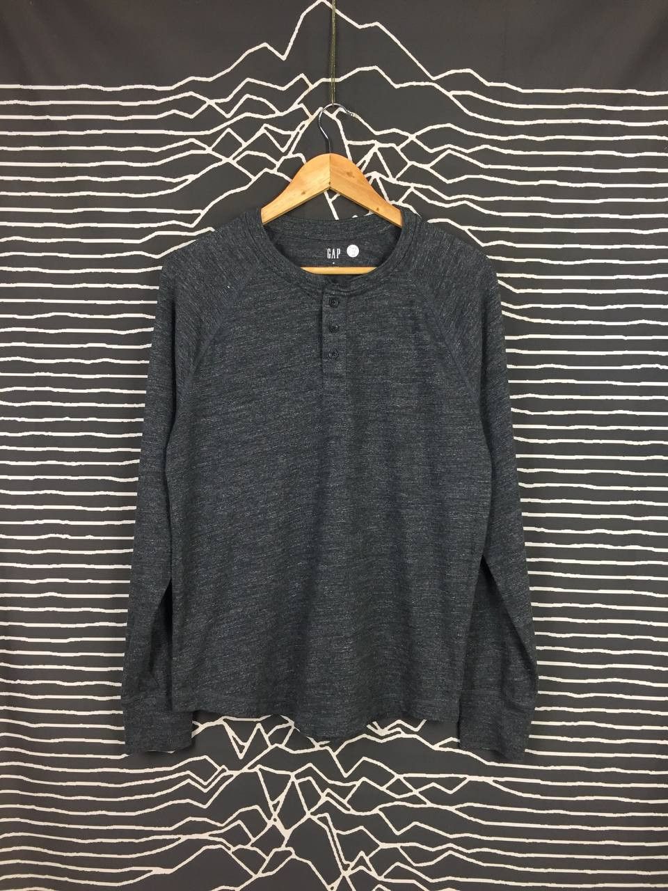 Gap × Vintage GAP Plain Casual Marled Hanley Neck Longsleeve Tee Size US M / EU 48-50 / 2 - 1 Thumbnail