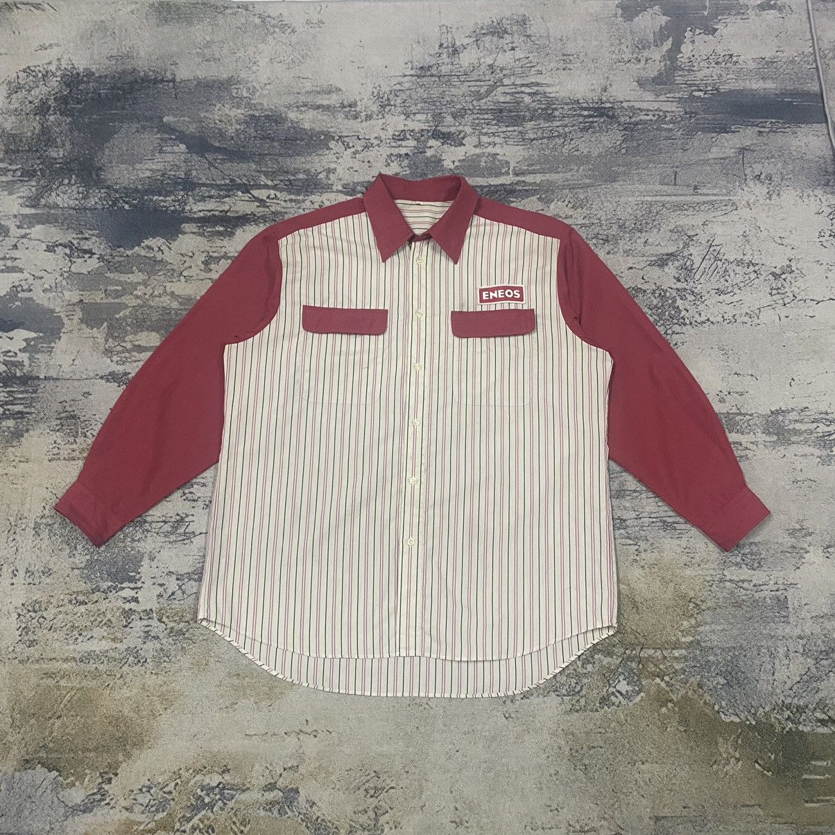 image of Gcw23Vintage Eneos Racing Stripes Button Up Worker in Striped, Men's (Size XL)