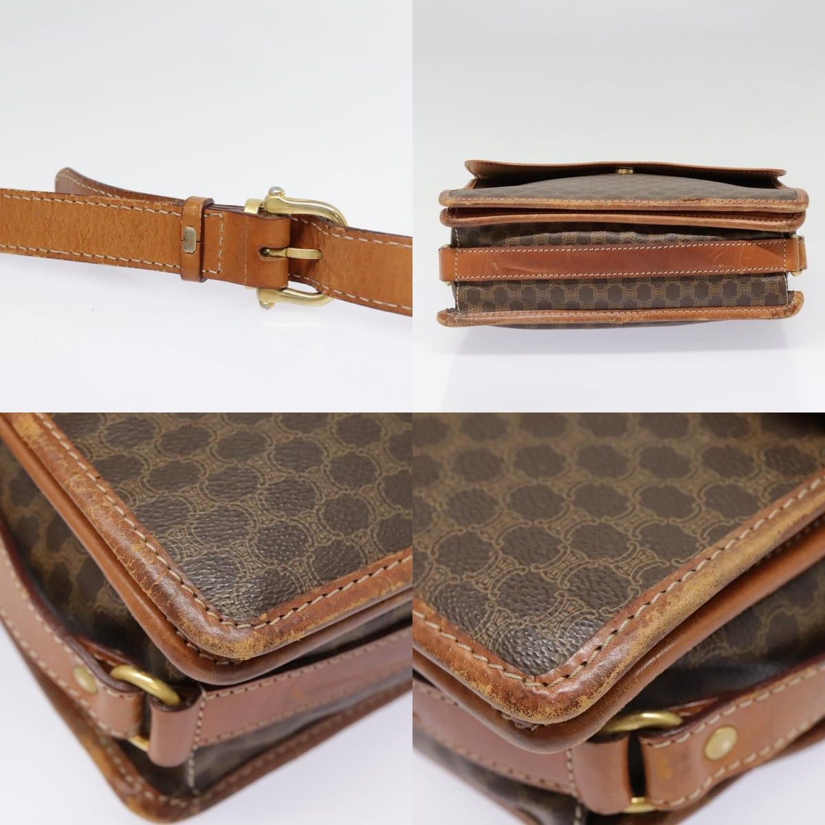 Celine CELINE Macadam Canvas Shoulder Bag Pvc Leather Brown Gold Size ONE SIZE - 10 Thumbnail