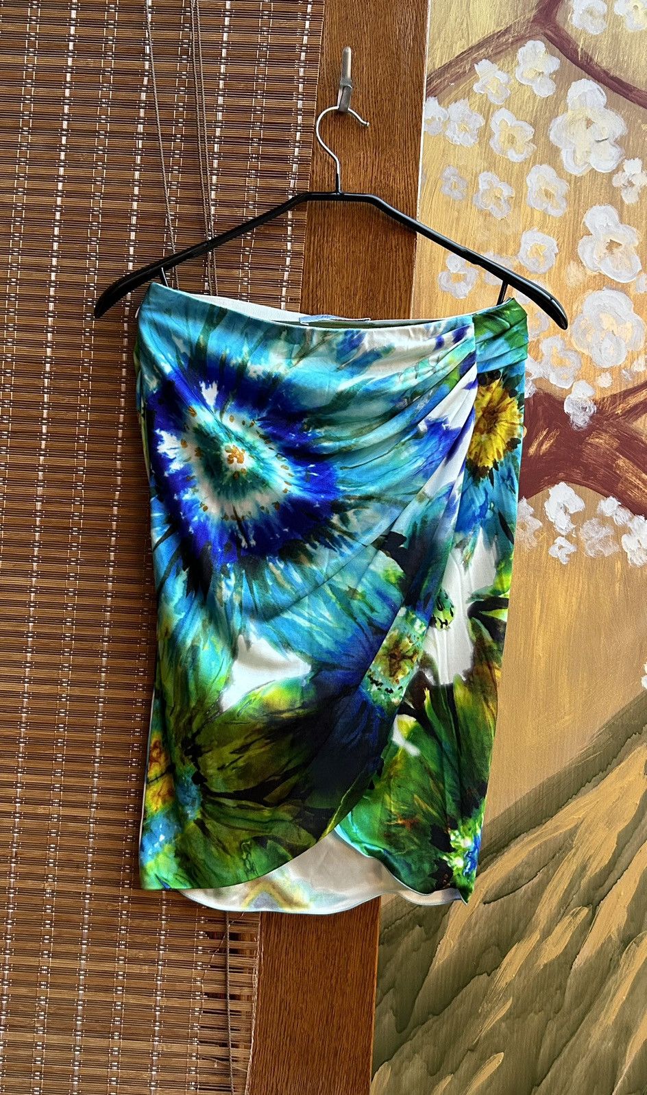 Blumarine × Vintage Vintage Y2k Blumarine Silk Flower Print Midi Wrap Skirt Size 27" / US 4 / IT 40 - 1 Thumbnail