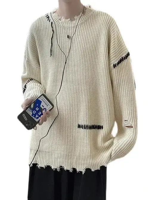 Other High Street Ripped Sweater Men's Hole Lazy Knitted Pullover Size US L / EU 52-54 / 3 - 2 Thumbnail