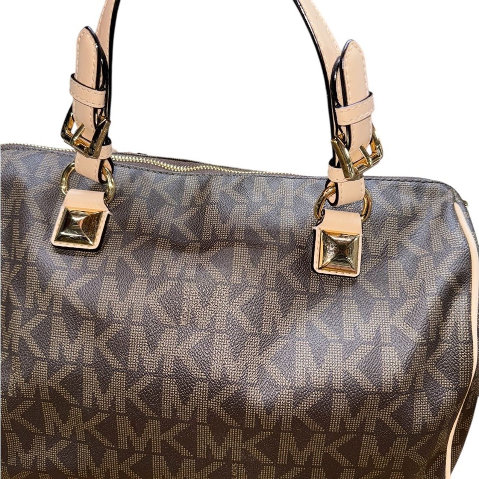 Michael Kors Michael Kors Signature Brown and Tan leather Barrel hand bag Size ONE SIZE - 2 Thumbnail
