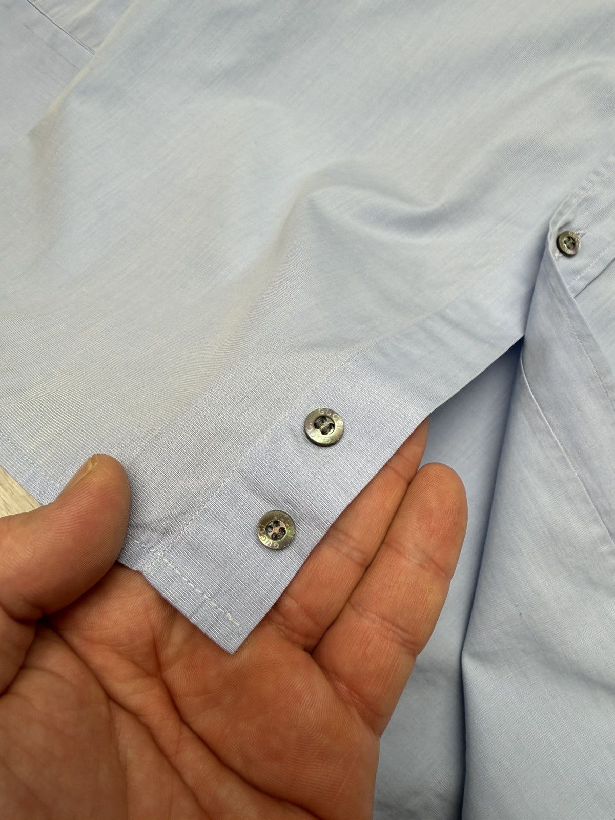 Gucci Vintage Gucci Men’s Blue Cotton Long Sleeve Button Up Shirt Size US L / EU 52-54 / 3 - 8 Thumbnail
