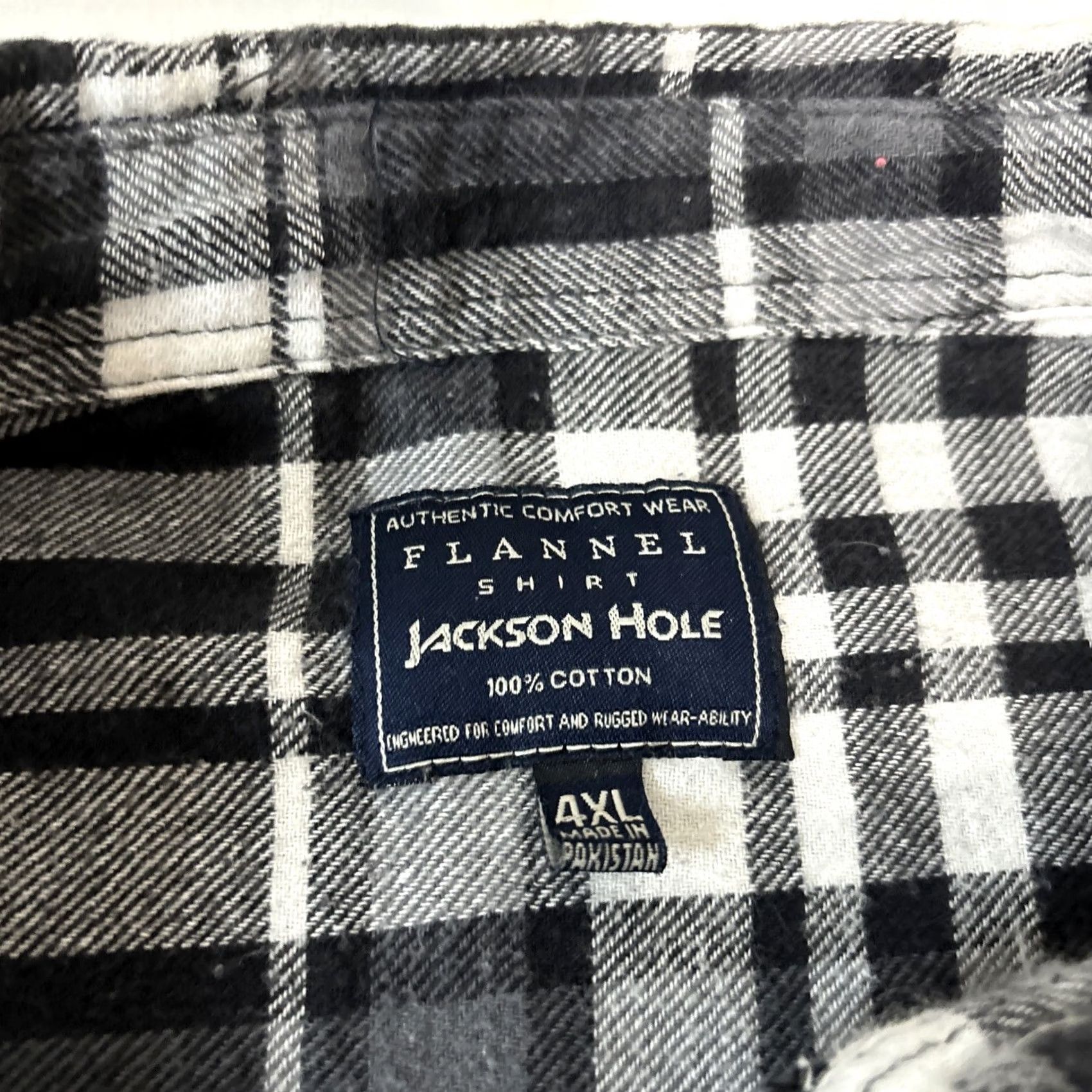 Vintage Jackson Hole Mens Button-Up Shirt Navy Blue White 4XL Plaid Flannel Cotton Long Sleeve Button-Down Big & Tall Mens Clothing Size US XXL / EU 58 / 5 - 2 Thumbnail