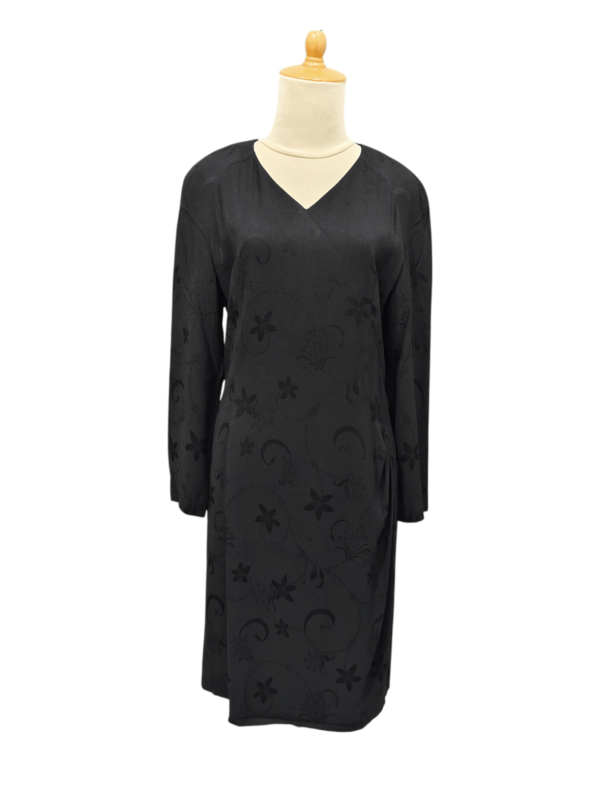 Givenchy 90s Givenchy Boutiques- Minimal Floral Jacquard Wrap Dress Size M / US 6-8 / IT 42-44 - 1 Thumbnail