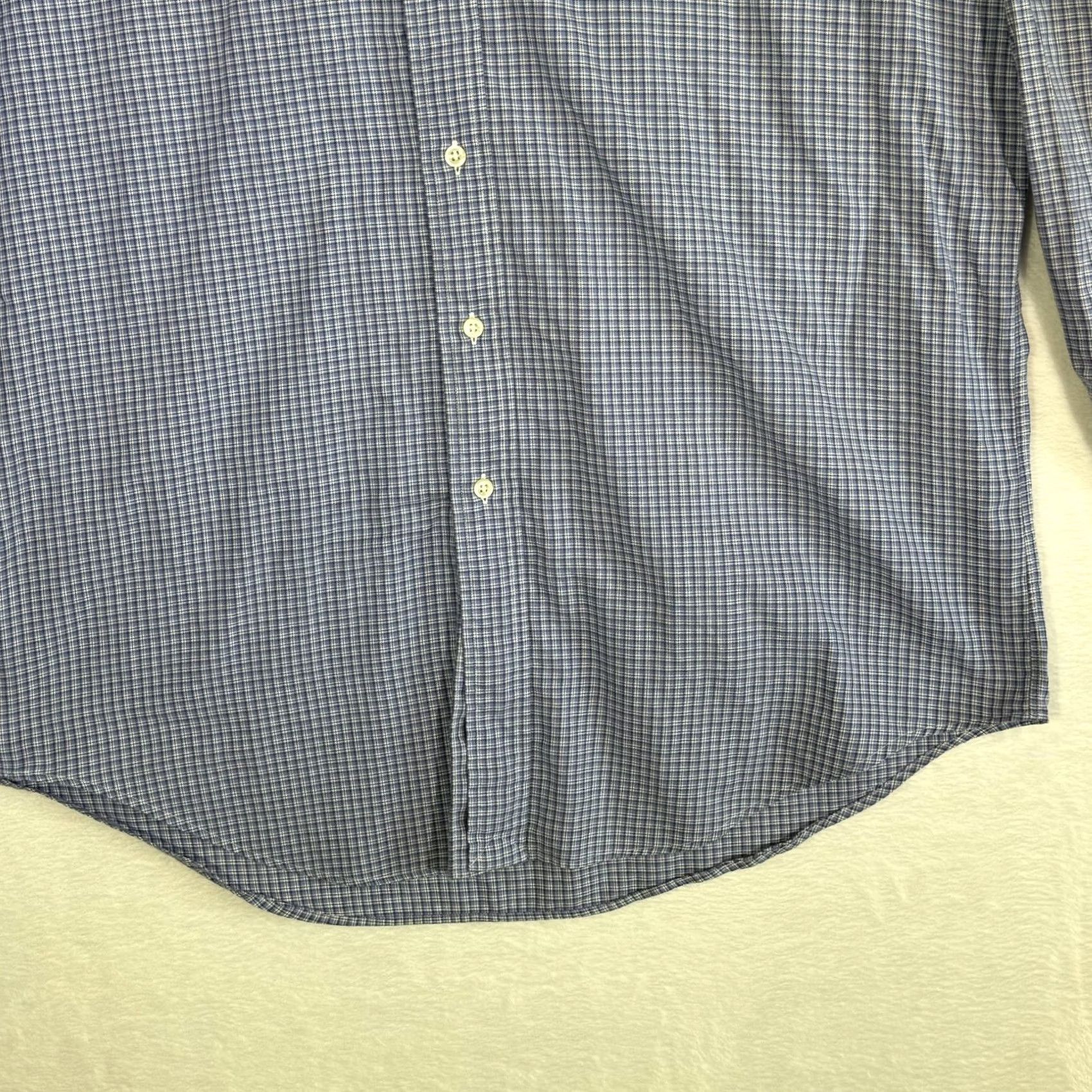 Ralph Lauren VINTAGE Ralph Lauren Shirt Mens 16 34/35 Yarmouth Button Down Long Sleeve Plaid Blue 100% Cotton Classic Dress Shirt Mens Boys Womens Size US L / EU 52-54 / 3 - 3 Thumbnail