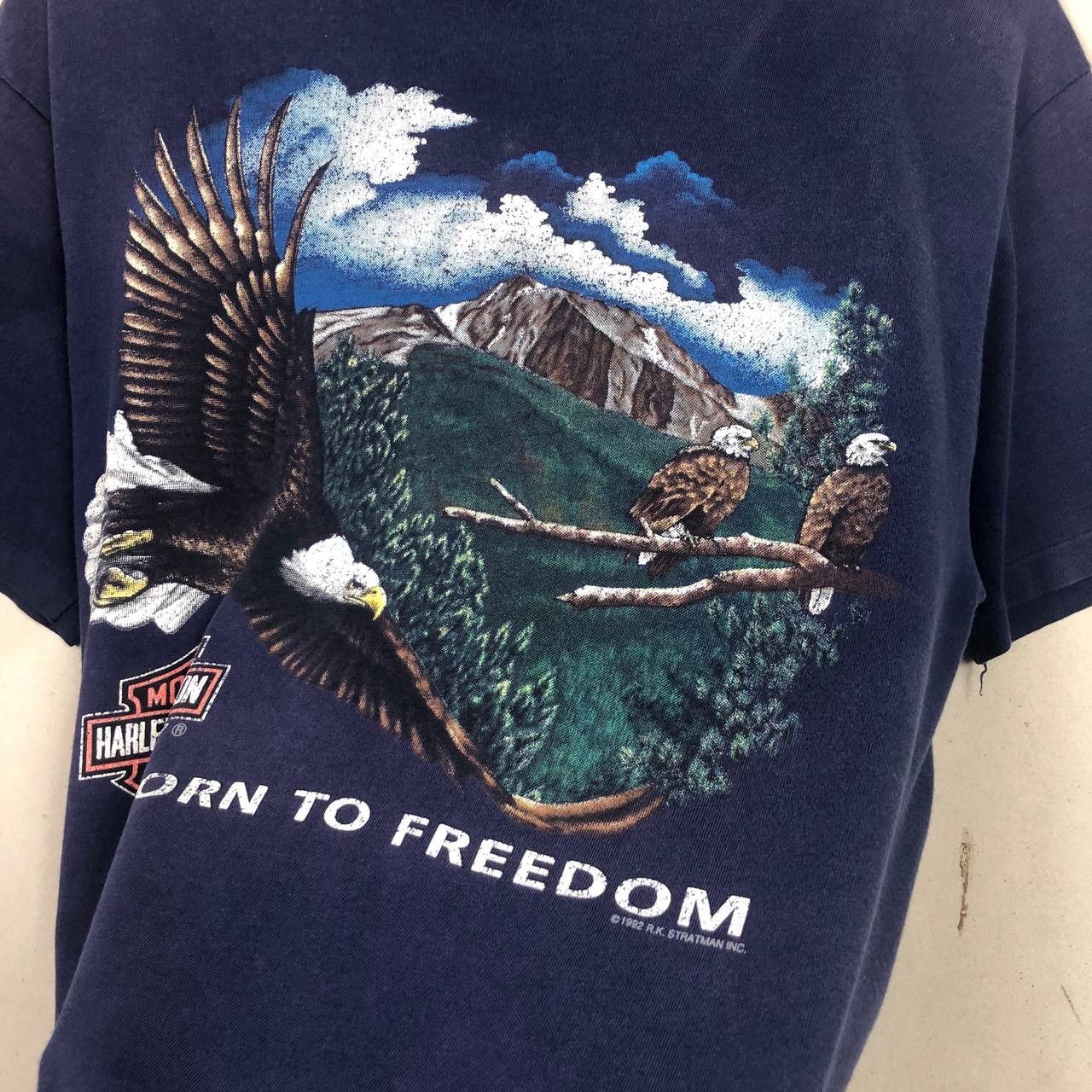 Harley Davidson × Vintage Vintage 90s Harley Davidson Eagle Motorcycle Decker Tee Size US L / EU 52-54 / 3 - 4 Thumbnail