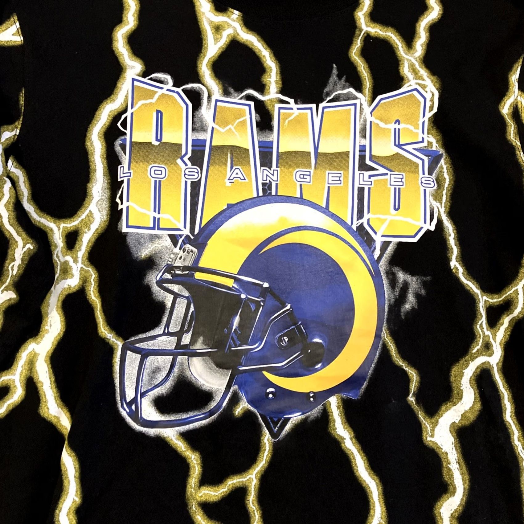 Vintage Rams Long Sleeve T Shirt Lightning Bolt All Over Print L Black Cotton Men Sports NWT NWOT RARE Unbranded Size US L / EU 52-54 / 3 - 2 Thumbnail