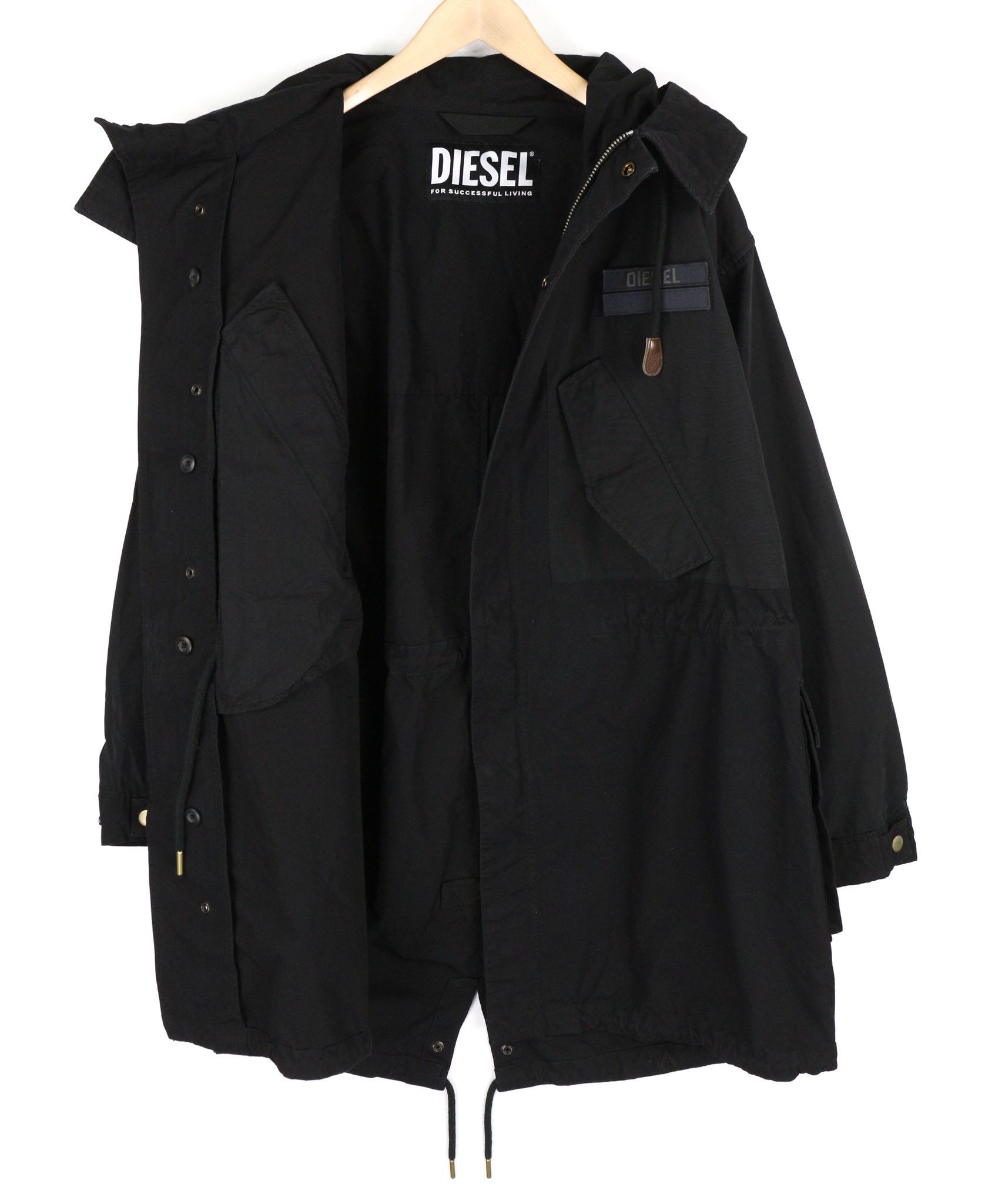 Diesel W-MILES M Black Parka Hooded Zip Logo Jacket 82062 Size US M / EU 48-50 / 2 - 4 Thumbnail