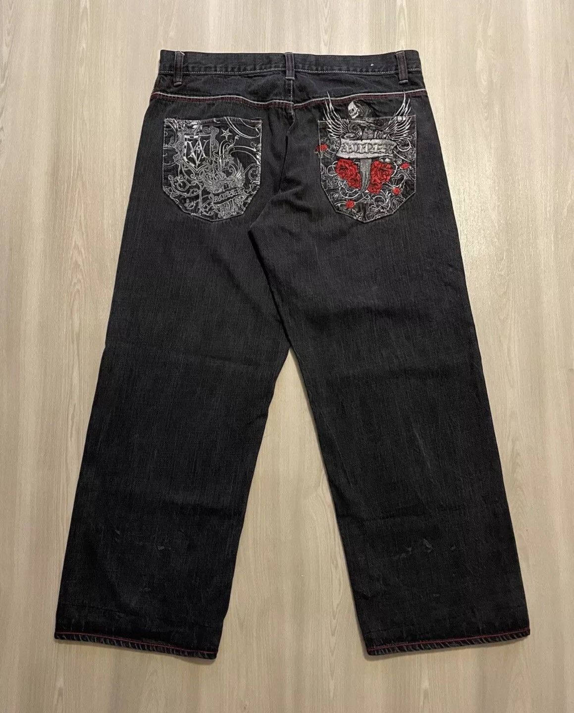 Avirex × Vintage Vintage Y2K Avirex Skull Grim Reaper Baggy Jeans Sz 40x32 Size US 40 / EU 56 - 2 Thumbnail