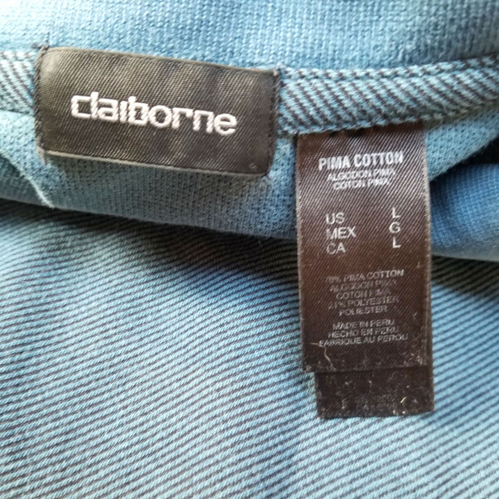 Liz Claiborne Claiborne Men's Large Blue Pinstripe Polo Shirt Short Sleeves Cotton Blend Casual Size US L / EU 52-54 / 3 - 3 Thumbnail