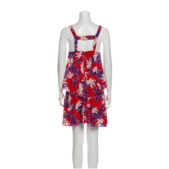 INTERMIX Intermix Silk Dress L Lisette Floral Open Back Flounce Red Size L / US 10 / IT 46 - 9 Thumbnail