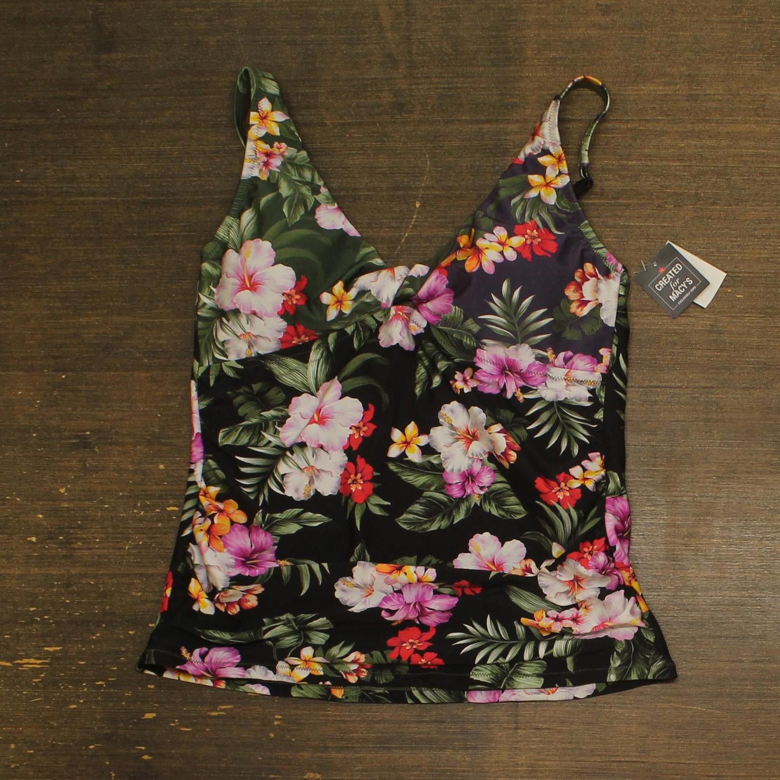 Bar III Nwt Bar Iii Printed Shirred Tankini Top Swim Multi Black Xl Size ONE SIZE - 1 Thumbnail