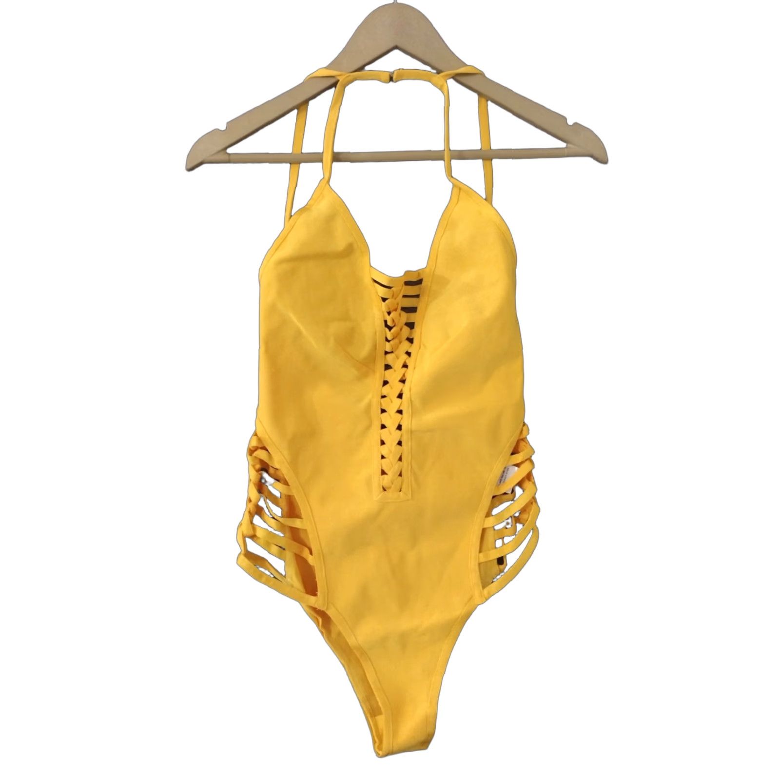 Vintage Codigo One Piece Swimsuit M Strappy Open Back Yellow Bathing Suit Women One Piece M Yellow Strappy Open-Back Beach 90s? Size M / US 6-8 / IT 42-44 - 1 Thumbnail