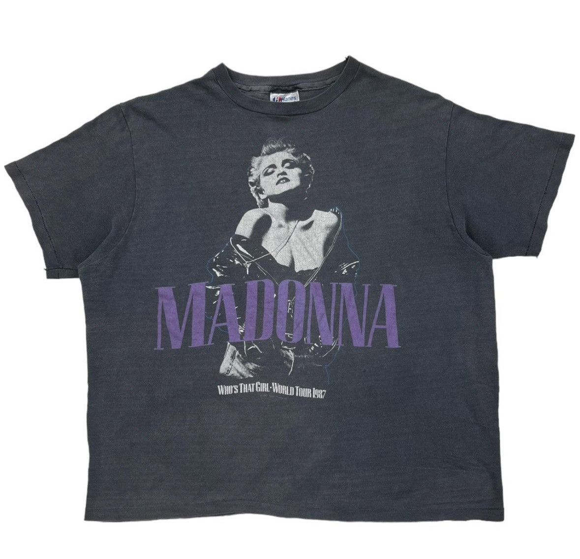 Image of Vintage Madonna Who’S That Girl Tour Tee 1987 in Black, Men's (Size Large)