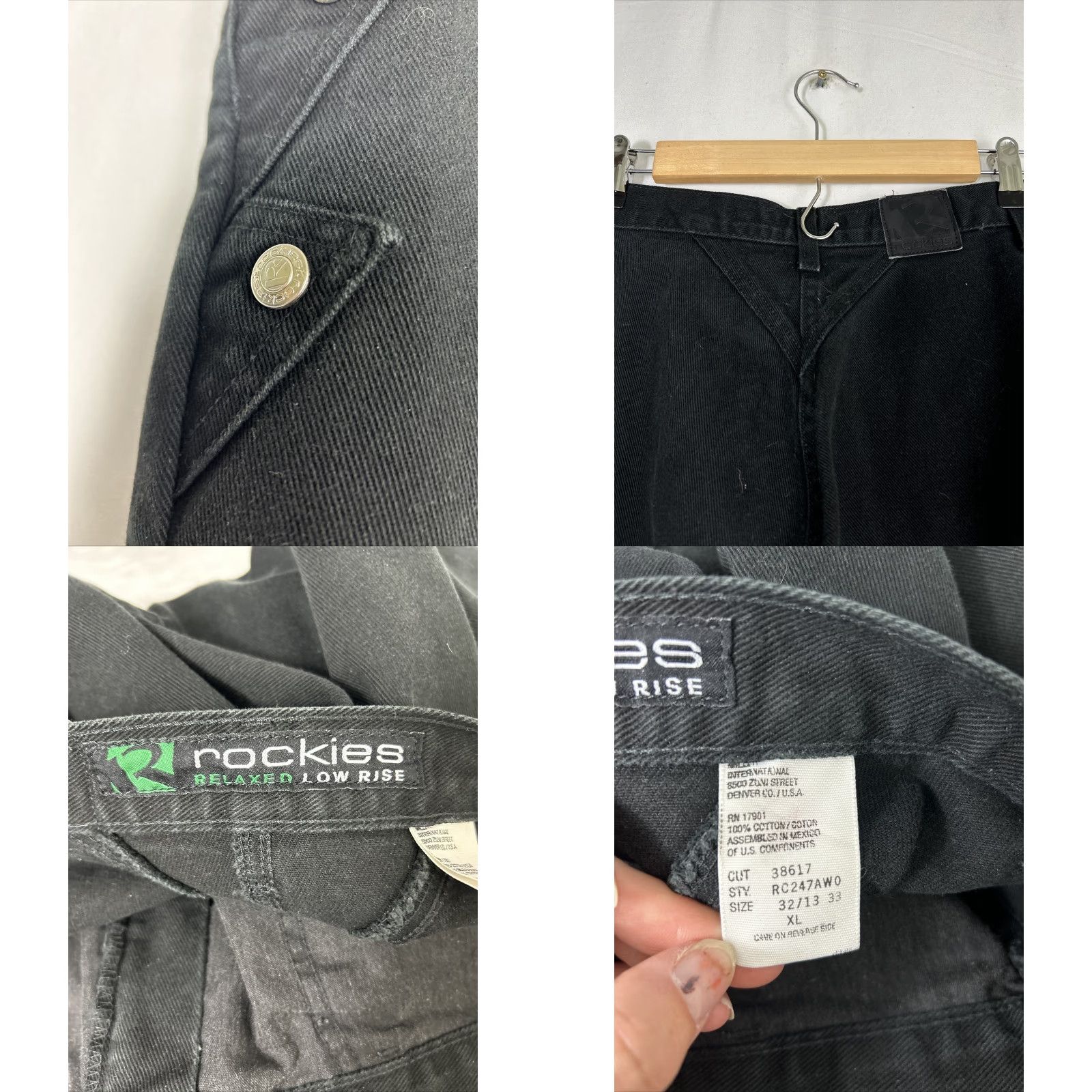 Vintage VINTAGE Rockies Jeans Black Womens 13 32x35 Relaxed Low Rise Studded Sides Rare Jeans Women 90s? Size 34" / US 12 / IT 48 - 9 Thumbnail