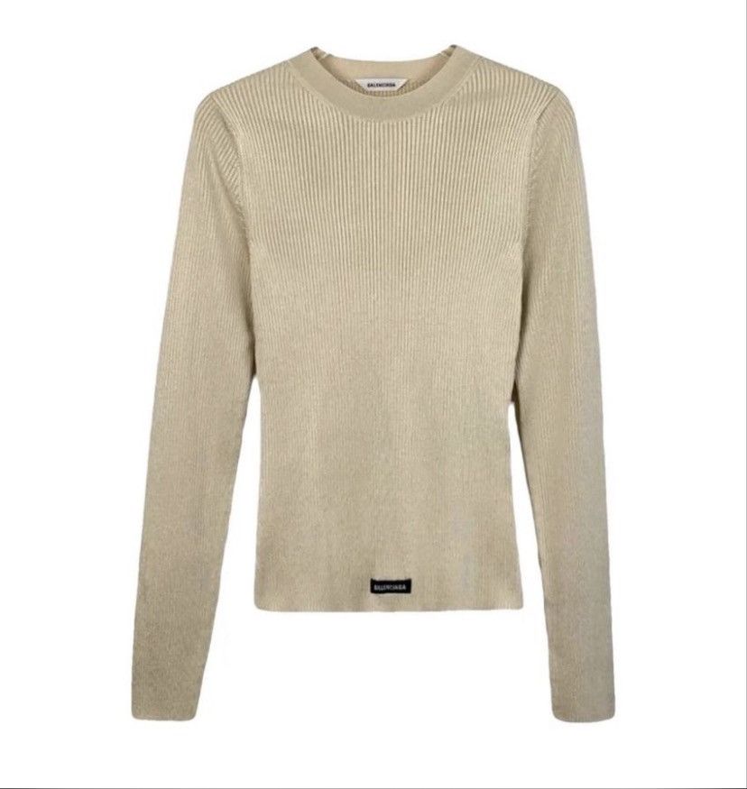 Balenciaga Balenciaga Ribbed Beige Sweater Size M / US 6-8 / IT 42-44 - 2 Thumbnail