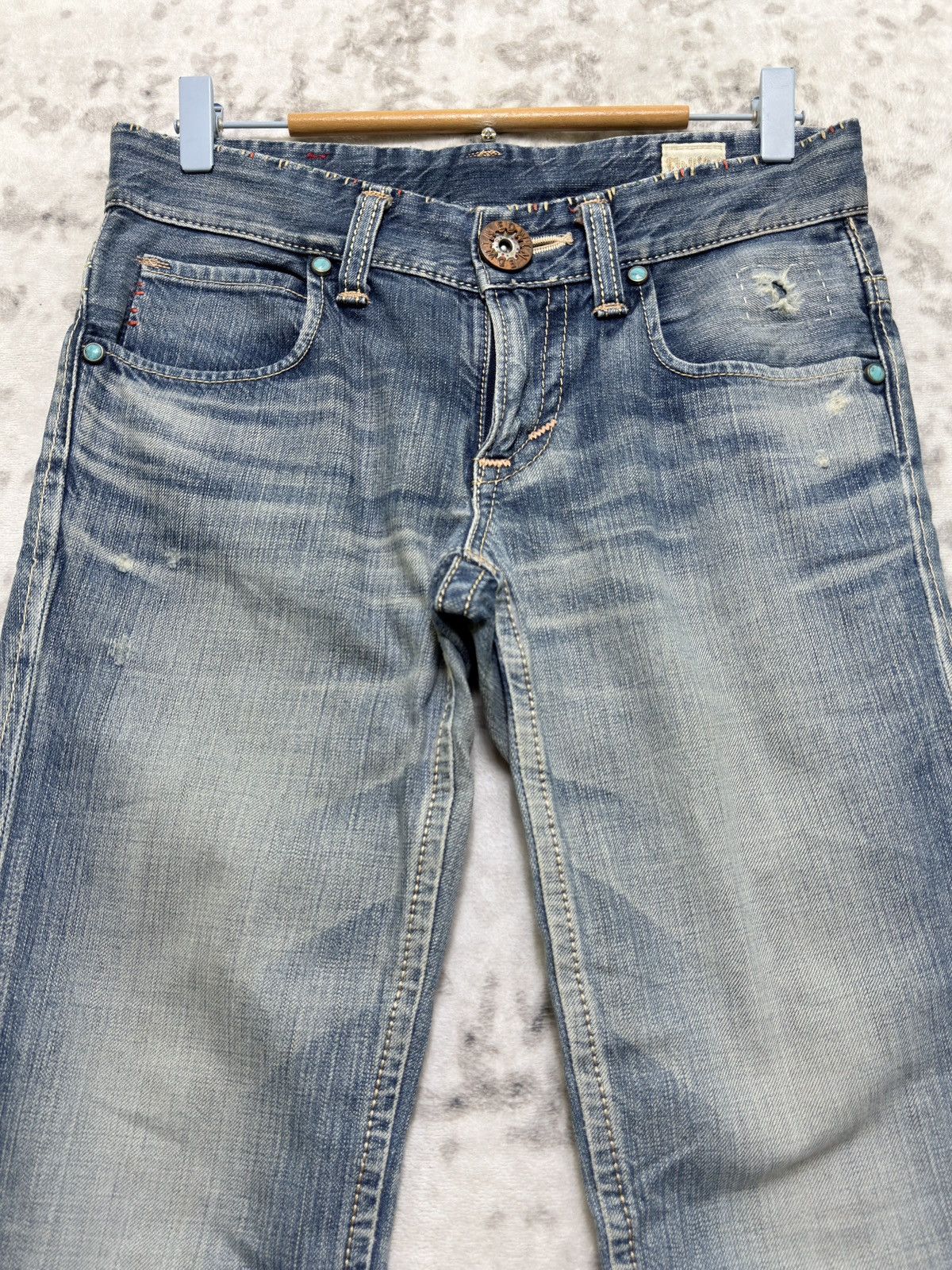 Edwin Vintage Edwin Distressed Blue Washed Low Rise Denim Jeans Size US 29 - 3 Thumbnail