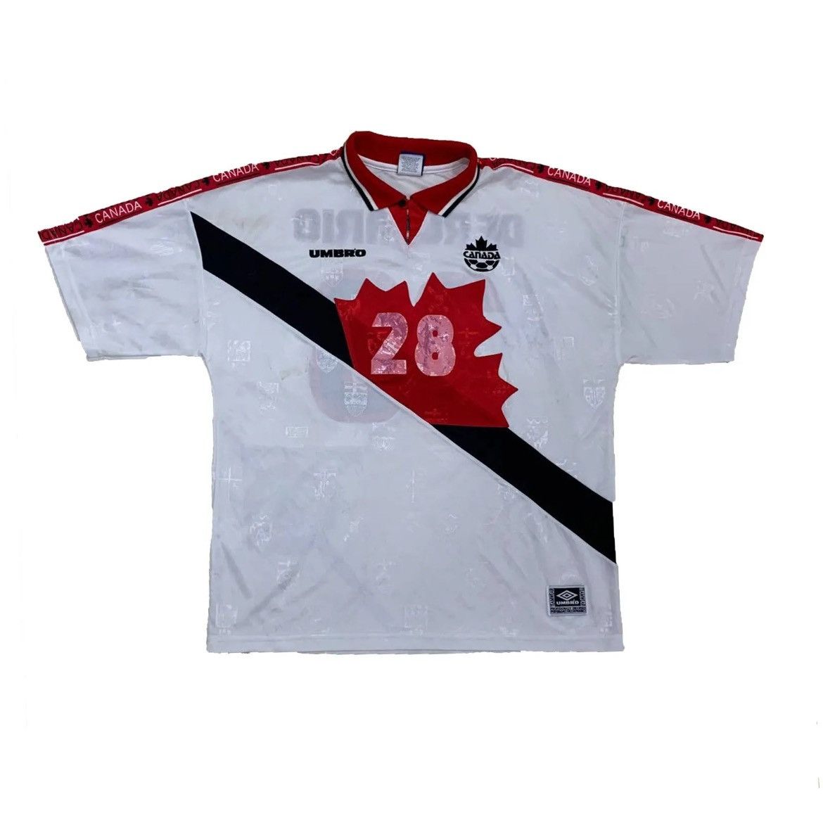 image of Umbro Match Issue Signed "dwayne De Rosario" Canada 1996Away Shirt in White, Men's (Size XL)