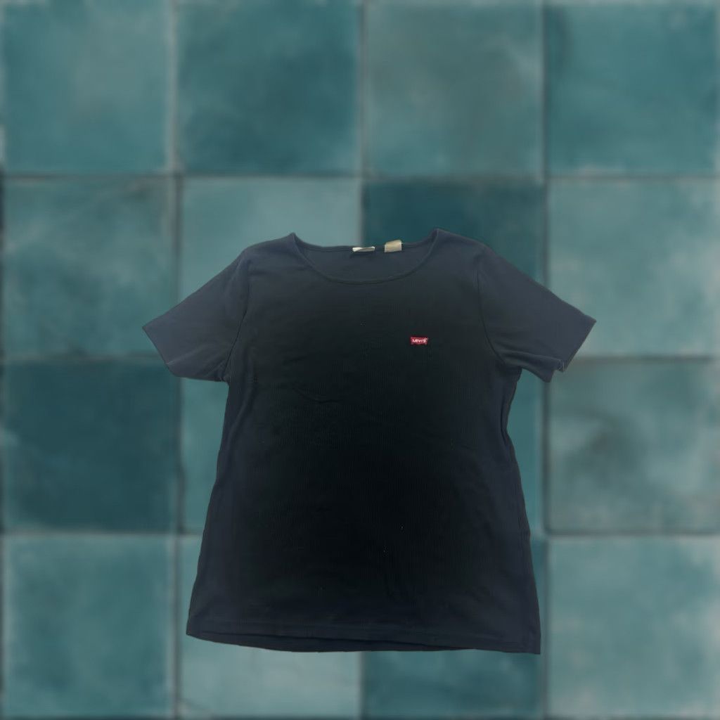 Levi's Levi's Women's Black Ribbed Cotton Short Sleeve Pullover T-Shirt XL Classic Casual Size XL / US 12-14 / IT 48-50 - 1 Thumbnail