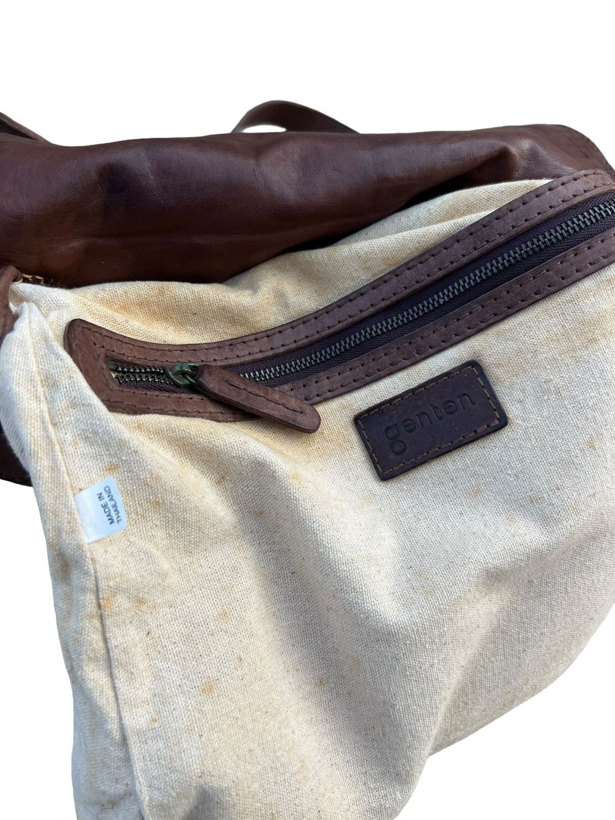 Japanese Brand Genten Japan Hybrid Canvas Leather Bag Size ONE SIZE - 24 Thumbnail