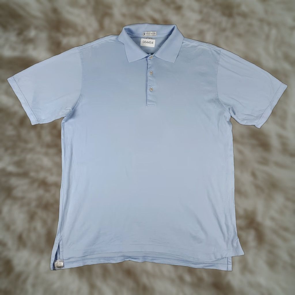 Peter Millar PETER MILLAR Polo Shirt Mens Large Light Blue Cotton Golf Short Sleeve Adult L Blue Logo Modern Preppy Mens Size US L / EU 52-54 / 3 - 1 Thumbnail