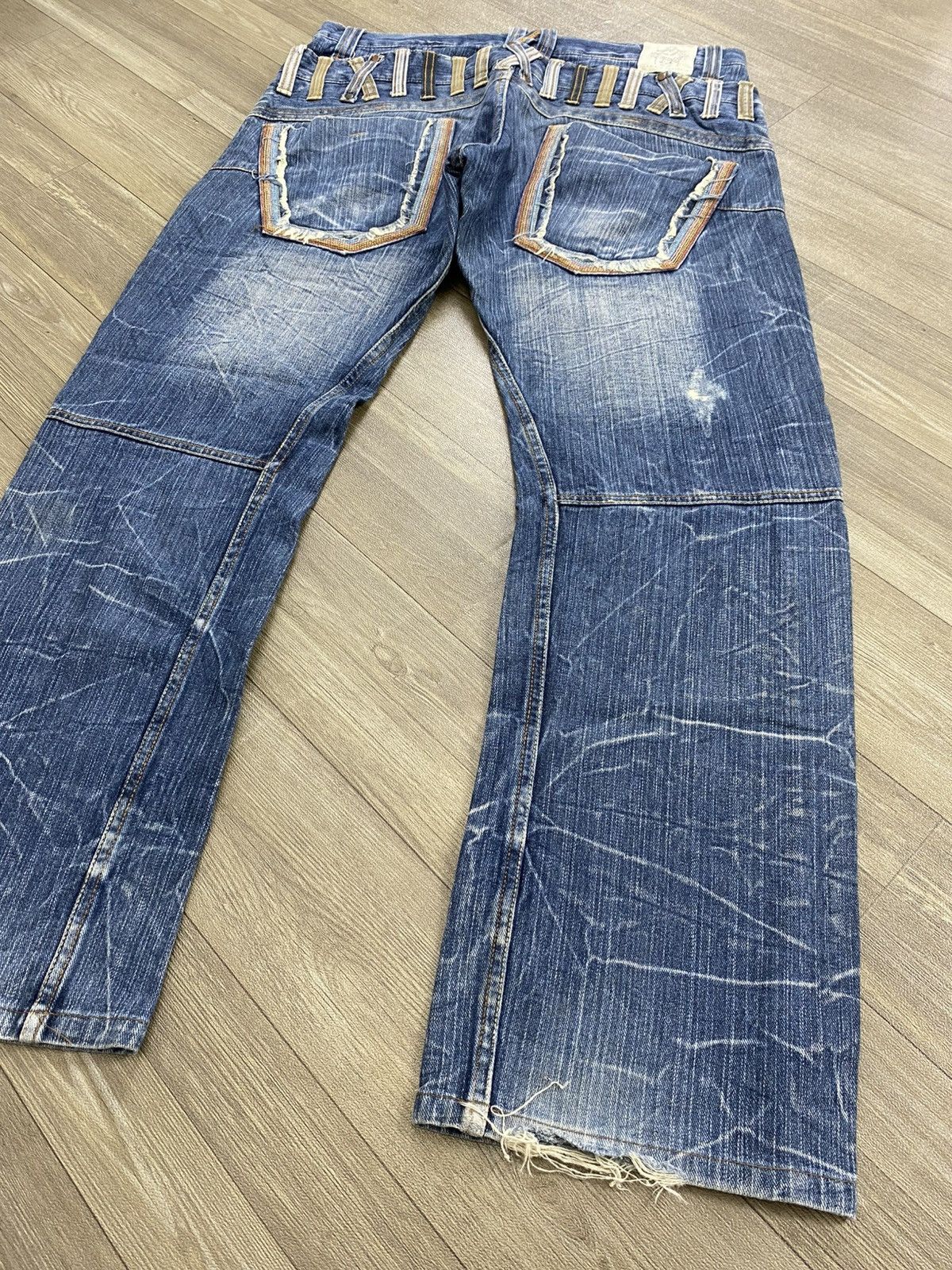 Japanese Brand 2000s Japanese Double Waist Distressed Punk Lgb Jeans Y2K Size US 33 - 15 Thumbnail