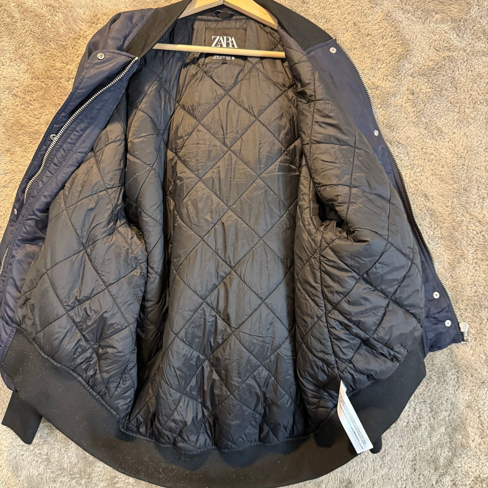 Zara Zara Oversized Bomber Jacket Raincoat Women's XS Blue Black Size XS / US 0-2 / IT 36-38 - 3 Thumbnail