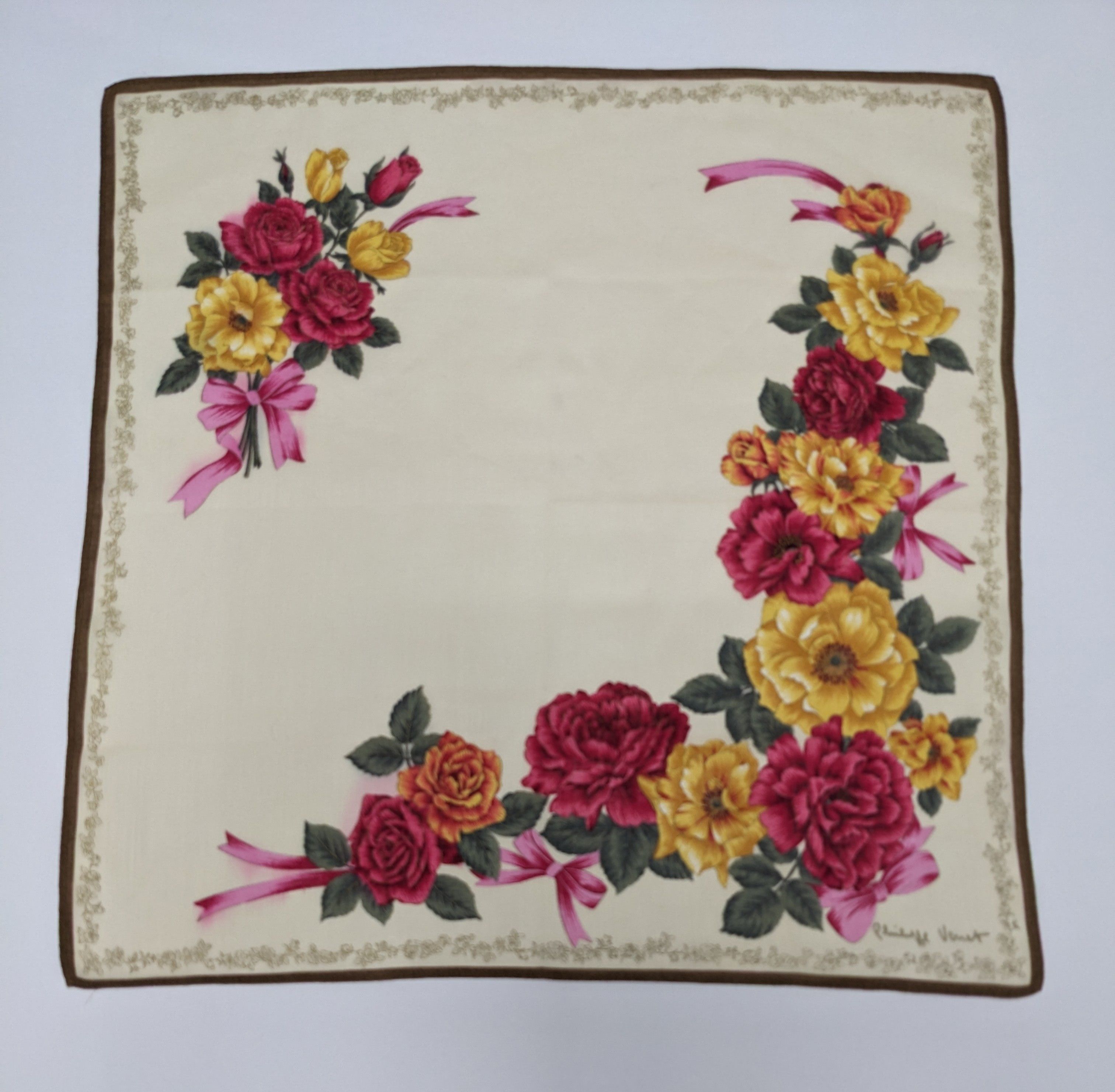 Other Philippe Venet Floral Handkerchief with Pink Ribbon Bows Size ONE SIZE - 3 Thumbnail
