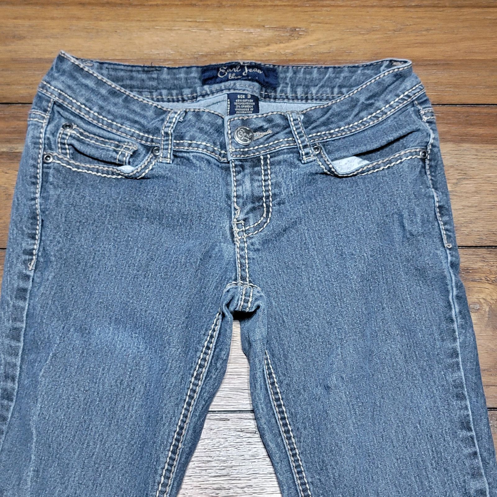 Earl Jeans Earl Jean Straight Jeans Flap Back Pockets - Size Junior 3 Size 28" / US 6 / IT 42 - 2 Thumbnail