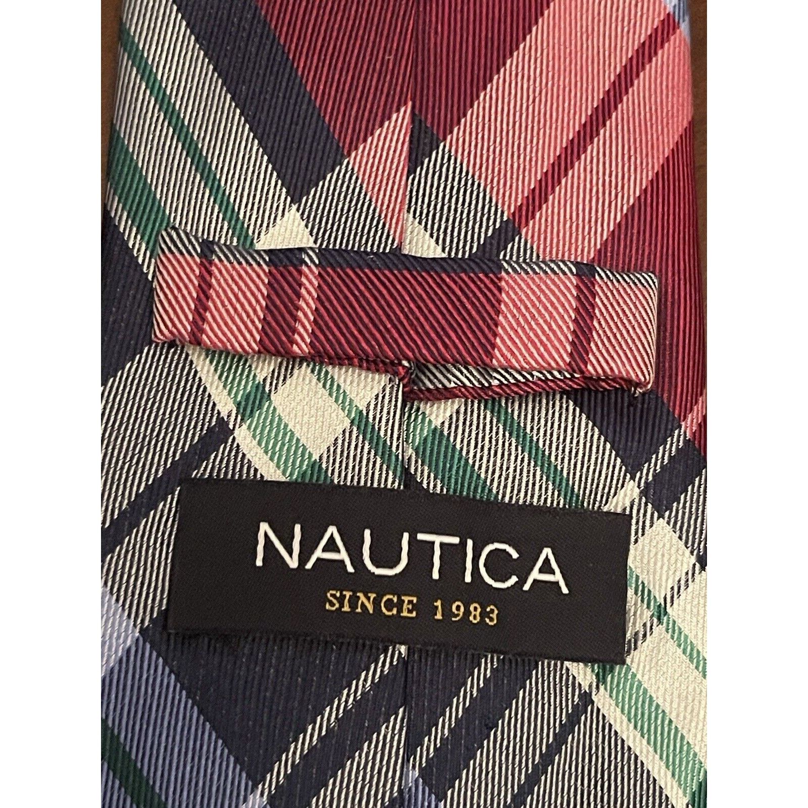 Nautica Nautica Red Blue Green 100% Silk Made In China Size ONE SIZE - 8 Thumbnail