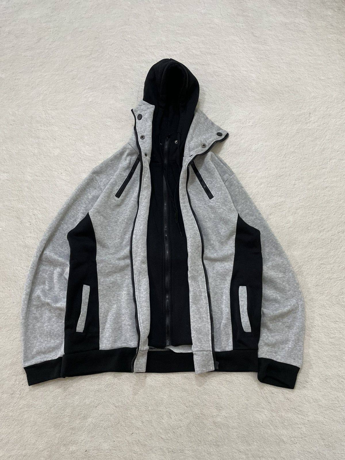 Japanese Brand 2000s Double Layer Zip Hoodie Techwear Hysteric If6was9 LGB Size US XL / EU 56 / 4 - 1 Thumbnail