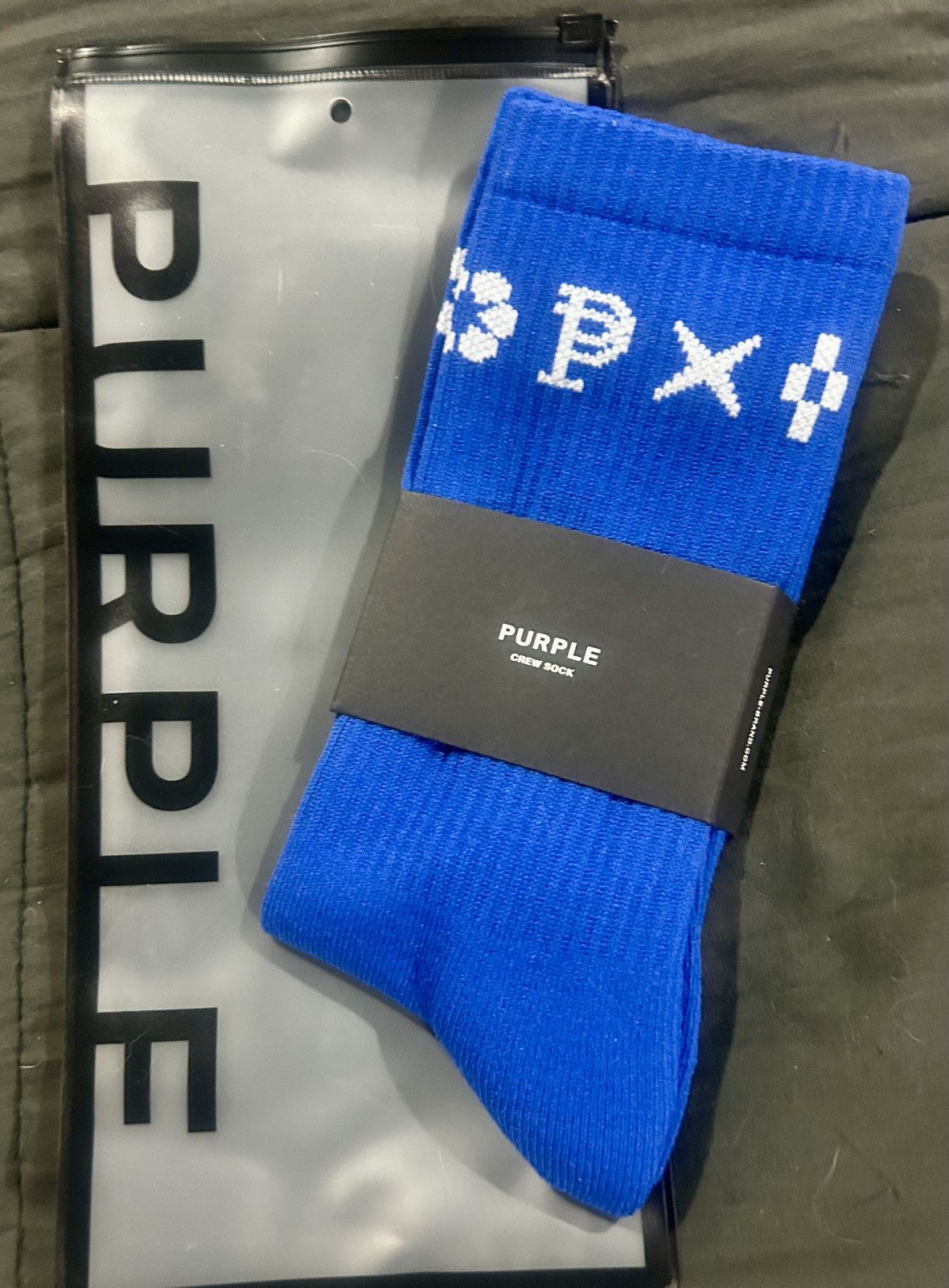 Purple Brand Purple Brand Monogram Crew Socks Royal Blue White Mens Size ONE SIZE - 2 Thumbnail
