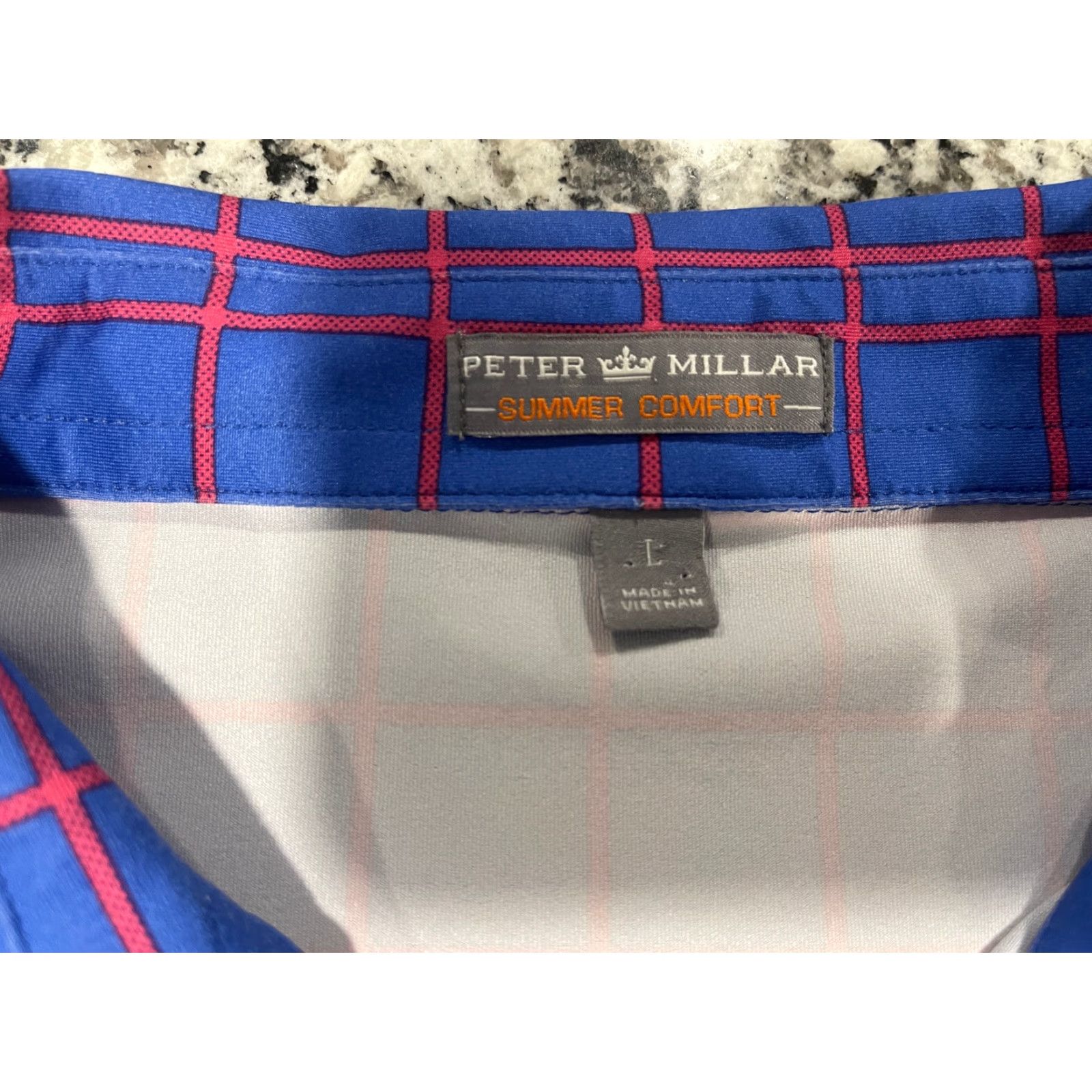 Peter Millar Peter Millar Summer Comfort Lrg Short Sleeve Blue/Pink Grid Print Polo Men’s Size US L / EU 52-54 / 3 - 2 Thumbnail