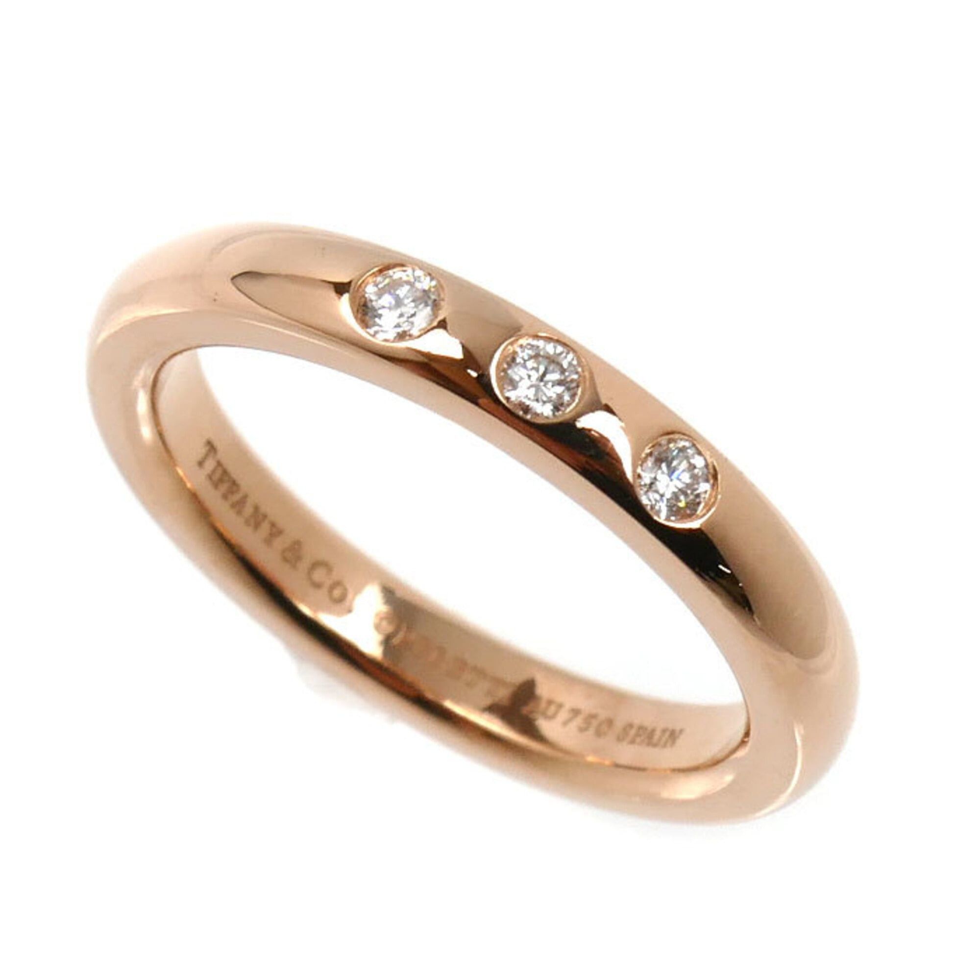 Tiffany & Co. TIFFANY&Co. Tiffany 18KPG Pink Gold Stacking Band Ring with 3 Diamonds, 3.4g, Women's Size ONE SIZE - 1 Thumbnail
